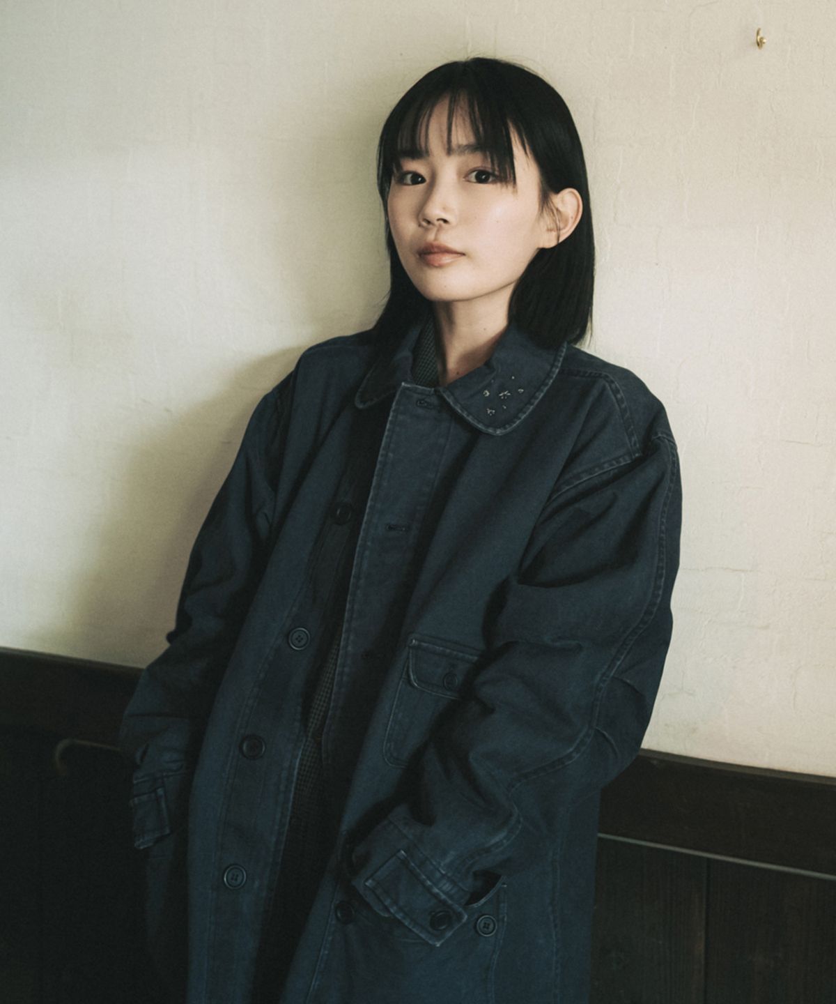 오헤시오(OHESHIO) STAR FLORAL WASHED COTTON JACKET, NAVY