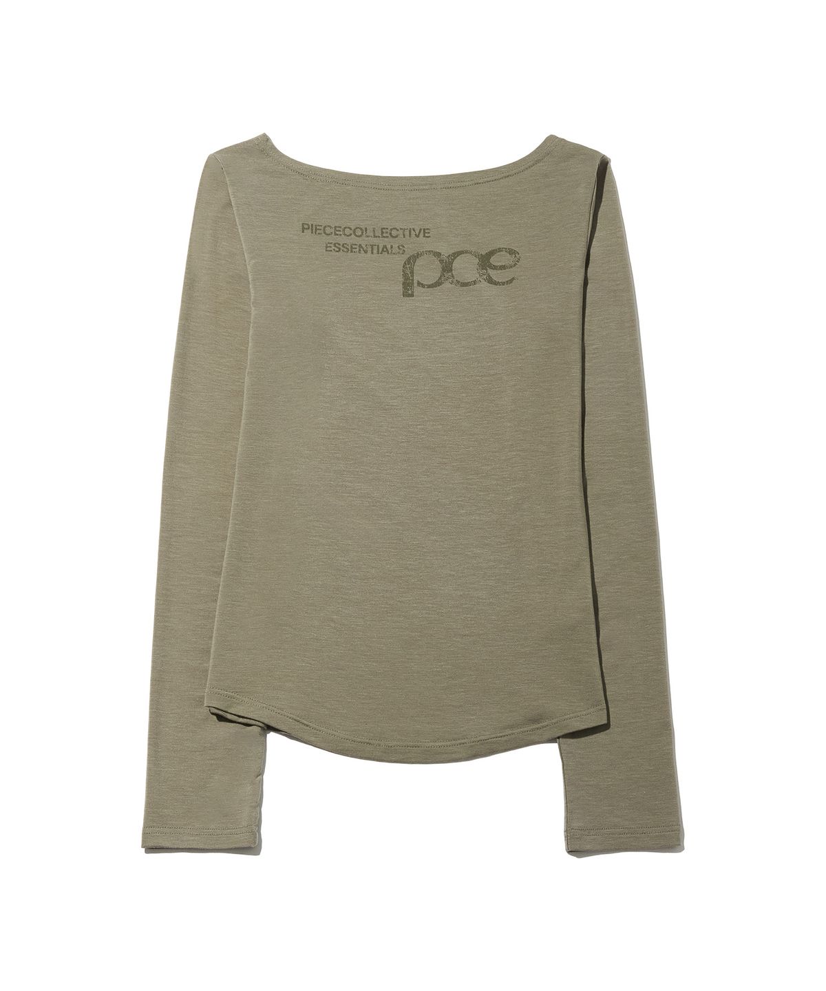 피스메이커(PIECE MAKER) PCE 크랙 로고 보트넥 슬림 롱슬리브 (카키)