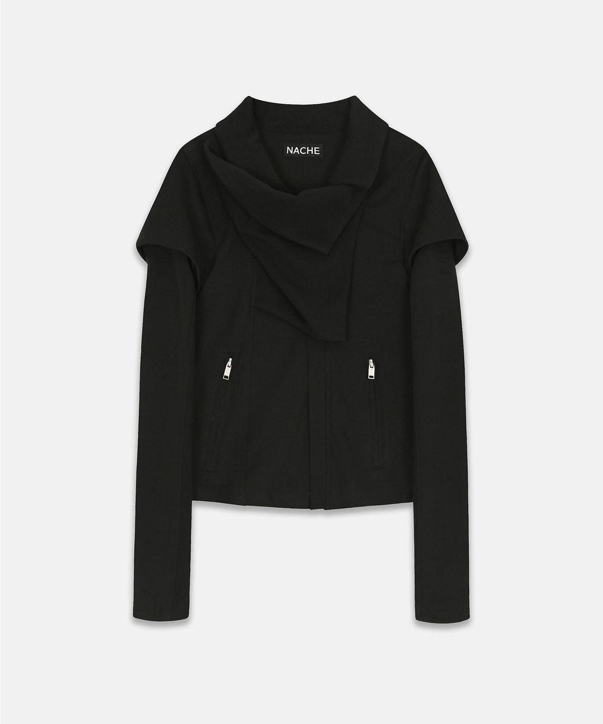 나체(NACHE) 2-WAY SLIM COTTON RIDER JACKET BLACK