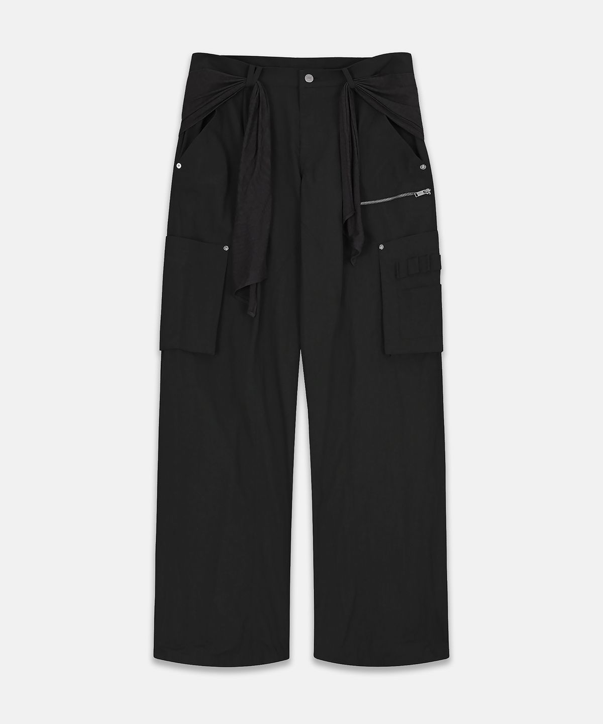 나체(NACHE) MIXED LAYERED TIE JOGGER PANTS (UNISEX) BLACK