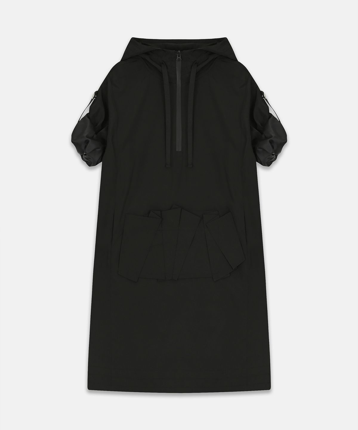 나체(NACHE) FOLDED POCKET HOODIE DRESS BLACK