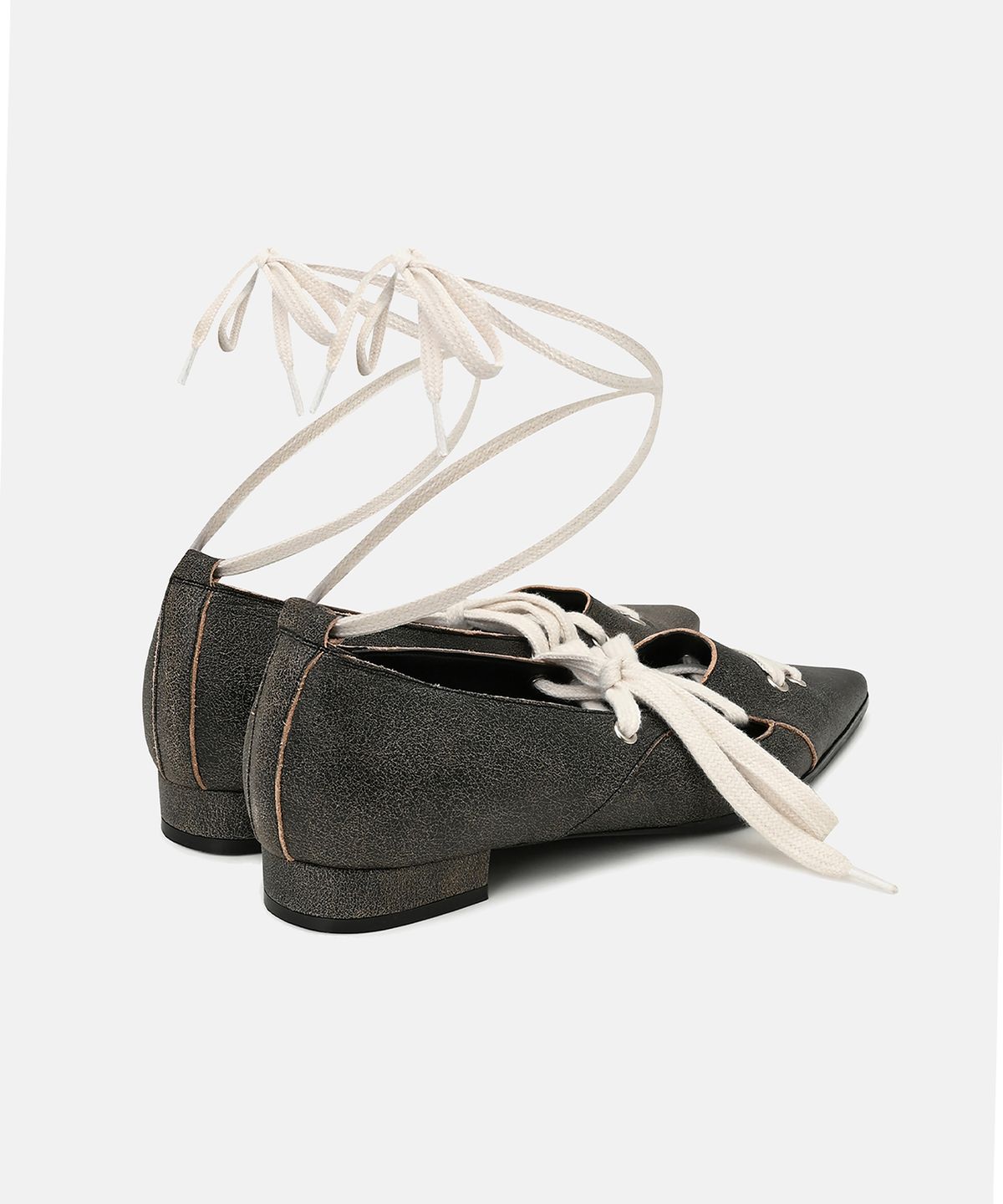 나체(NACHE) STRAP STILETTO FLAT SHOES CHARCOAL