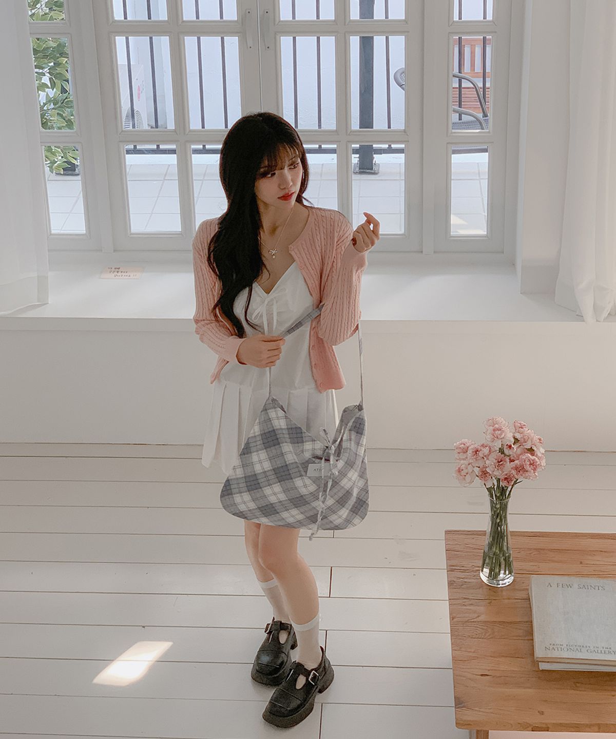 어틸스튜디오(ATIL STUDIO) 코지 체크 숄더백 _[포그블루]