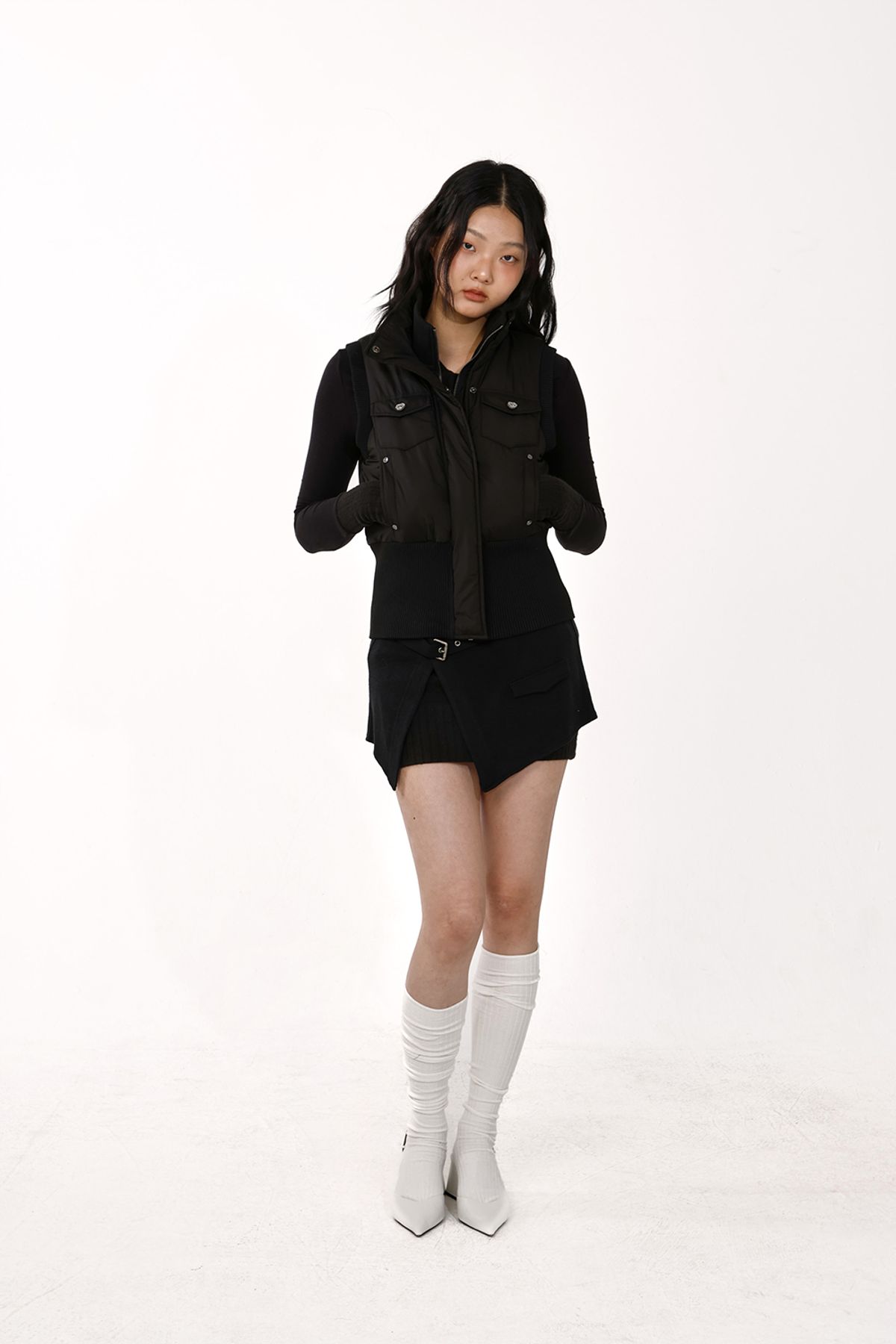 비데블(BEDEVIL) 카고 패딩 조끼 - 블랙
