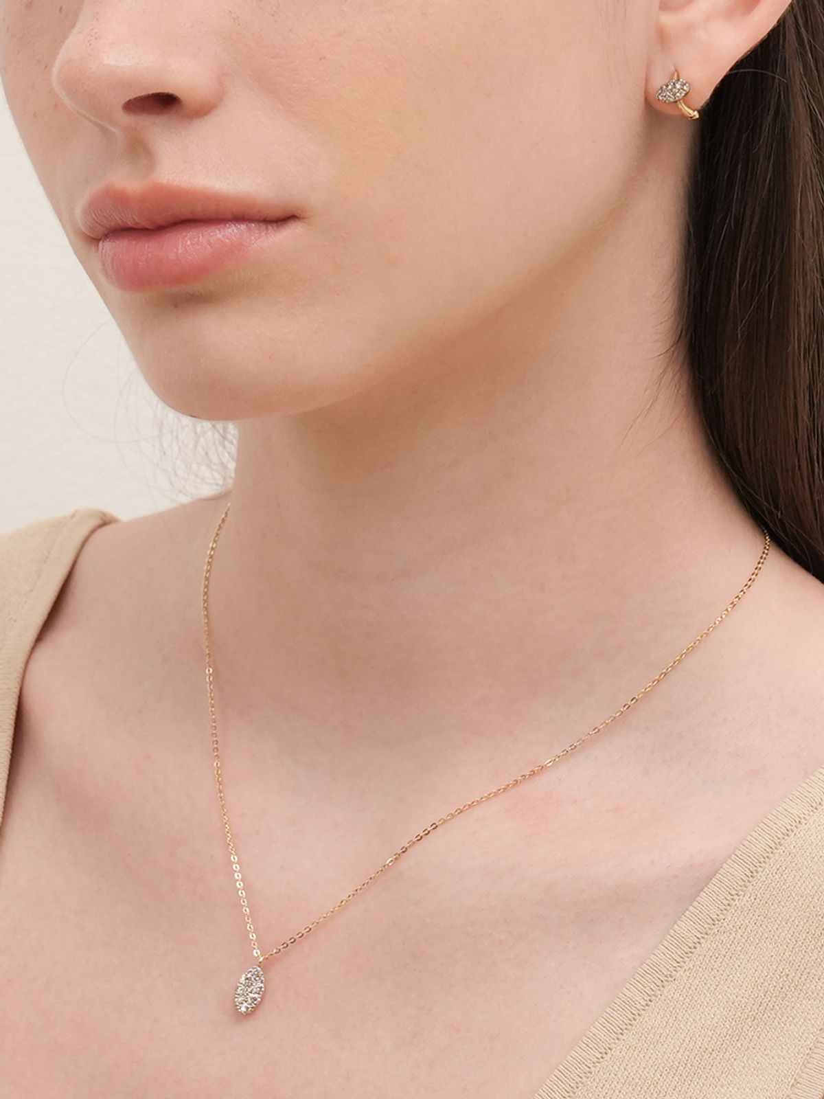 미니멀피어싱(MINIMALPIERCING) 14K 18K 글리터 오벌 다이아몬드 목걸이