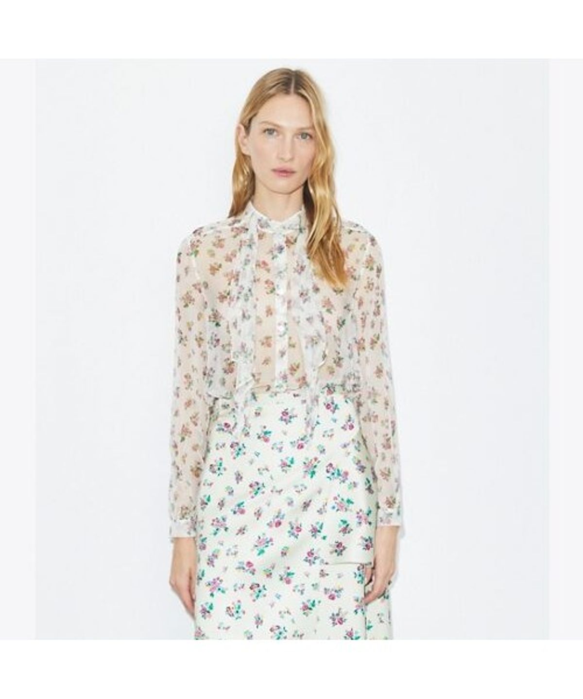 토리버치(TORYBURCH) 실크 보우 블라우스 - 멀티 딧시 플로럴