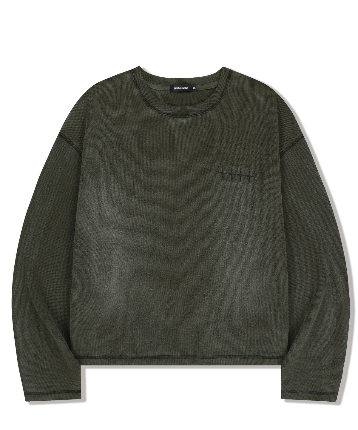 낫포너드(NOT4NERD) Brush Washed Waffle Long Sleeve - Khaki
