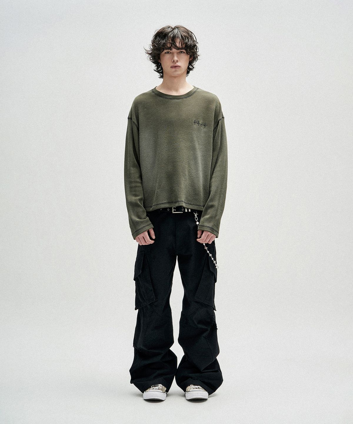 낫포너드(NOT4NERD) Brush Washed Waffle Long Sleeve - Khaki