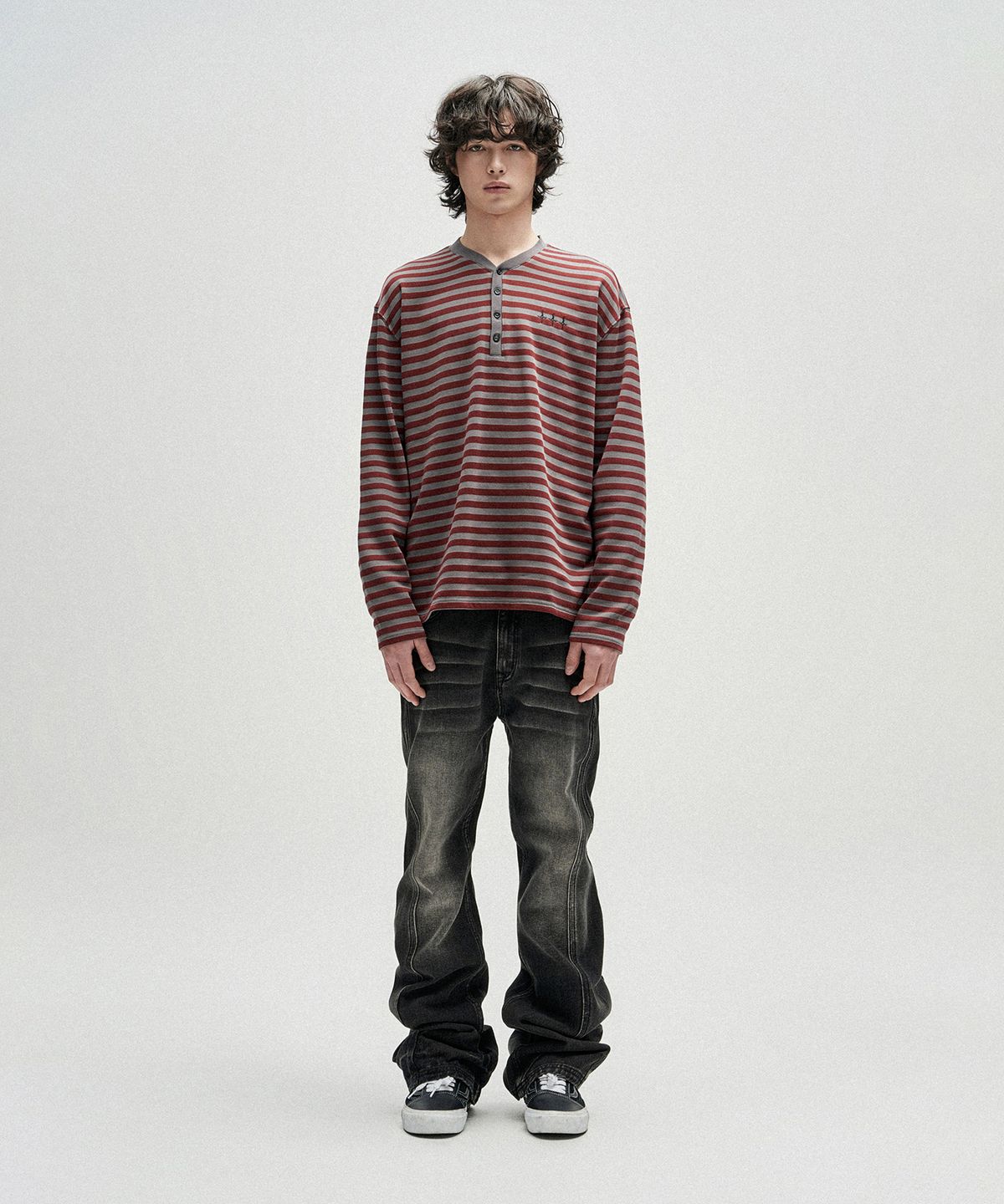 낫포너드(NOT4NERD) Broken Wings Henley Neck Long Sleeve - Red