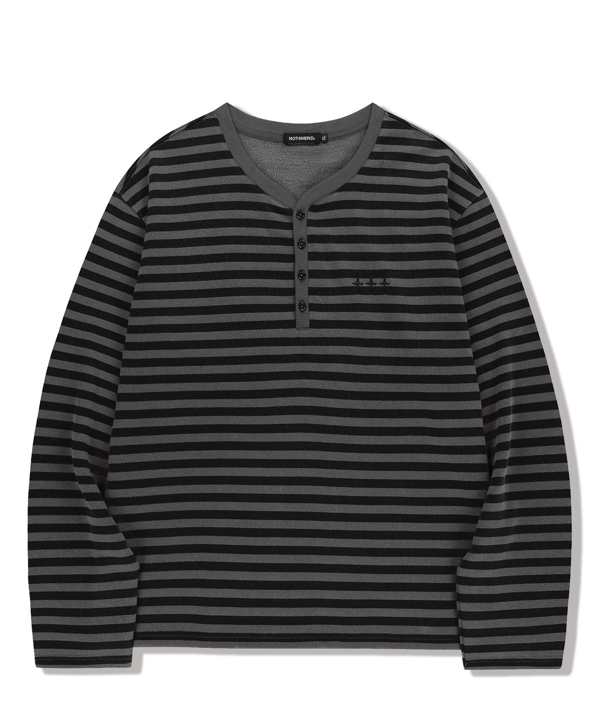 낫포너드(NOT4NERD) Broken Wings Henley Neck Long Sleeve - Black