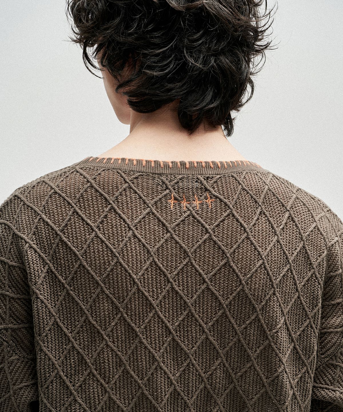 낫포너드(NOT4NERD) Distressed Contrast Hand Stitch Knit - Khaki