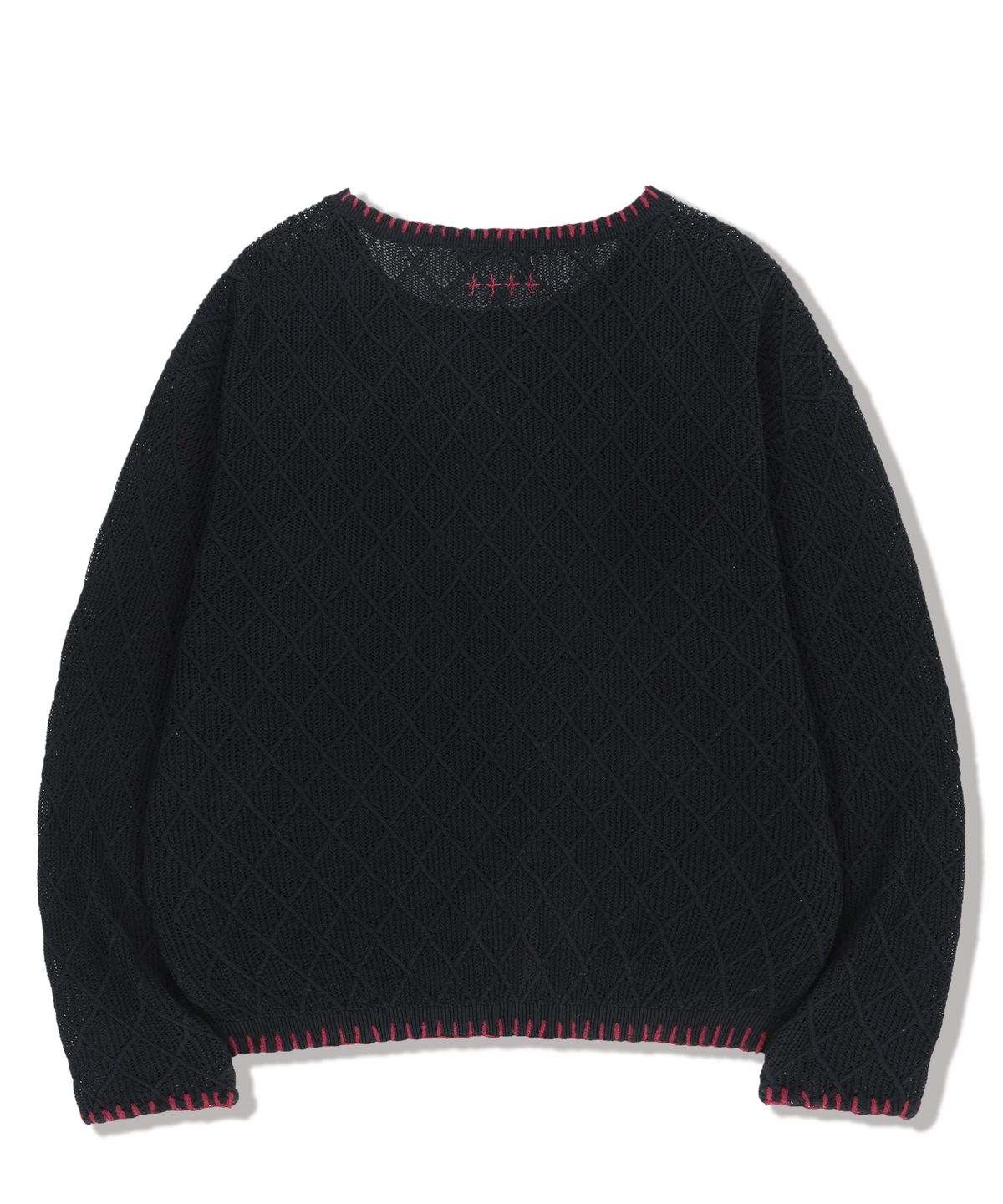 낫포너드(NOT4NERD) Distressed Contrast Hand Stitch Knit - Black