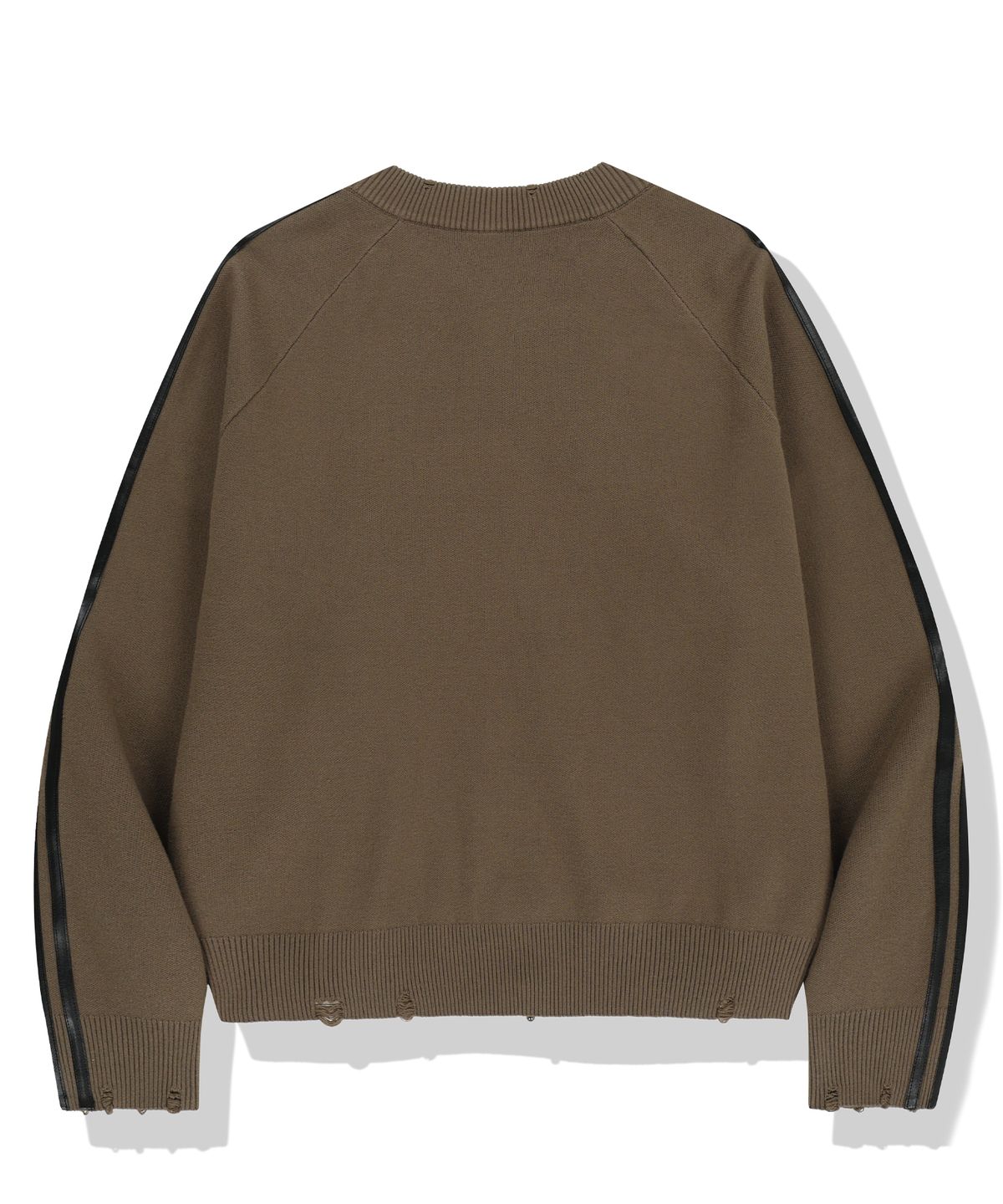 낫포너드(NOT4NERD) Distressed Side Trim Knit Zip Up - Brown