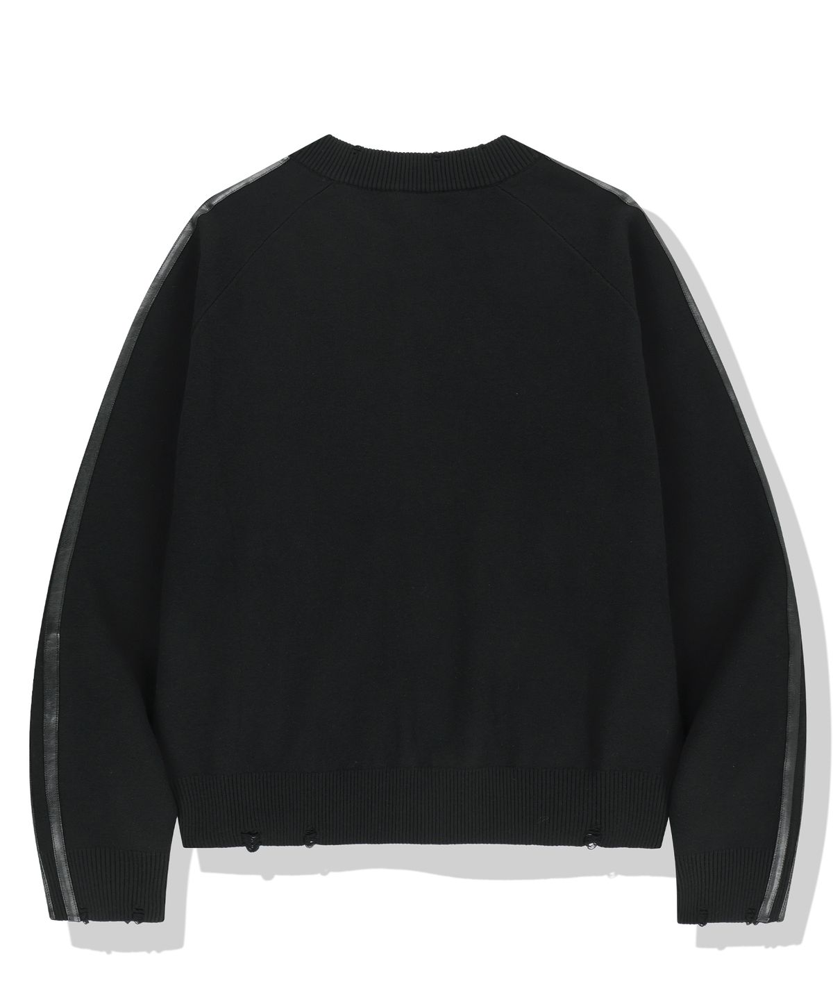 낫포너드(NOT4NERD) Distressed Side Trim Knit Zip Up - Black