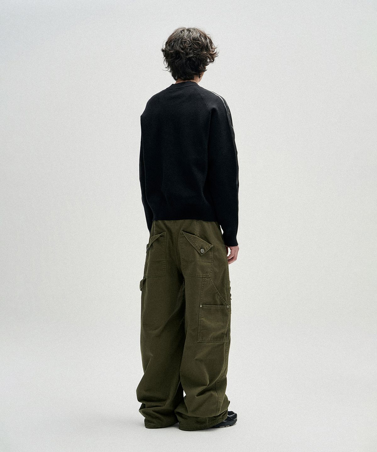 낫포너드(NOT4NERD) Distressed Side Trim Knit Zip Up - Black