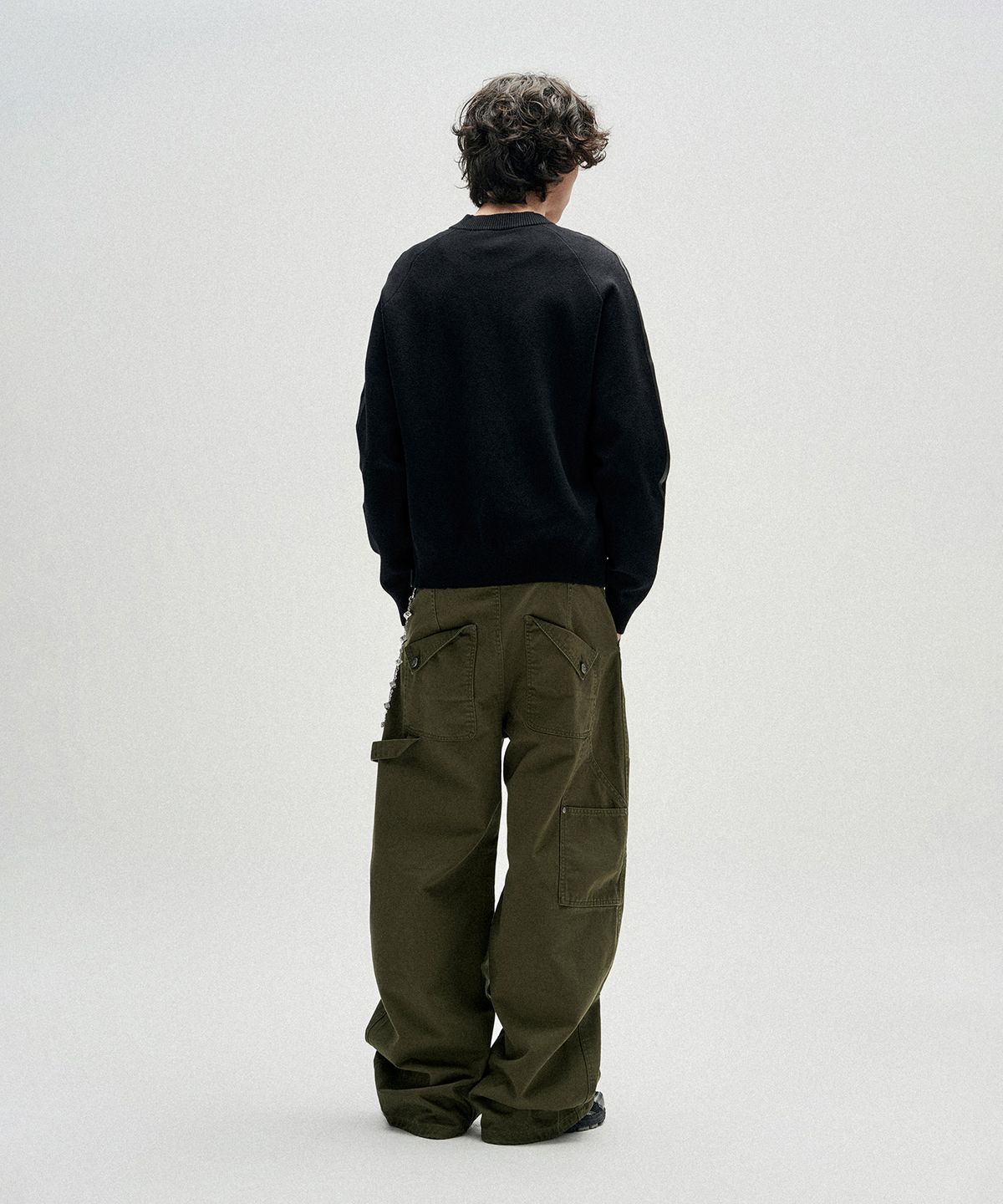 낫포너드(NOT4NERD) Distressed Side Trim Knit Zip Up - Black