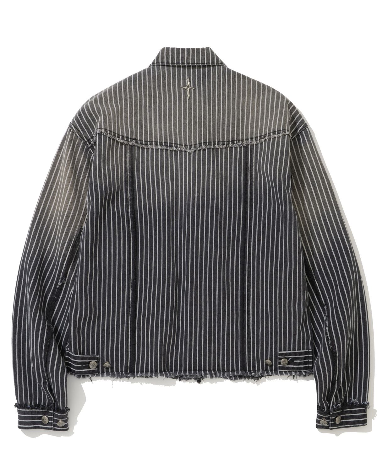 낫포너드(NOT4NERD) Dyed Stripe Raw Cut Stripe Denim Jacket - Black