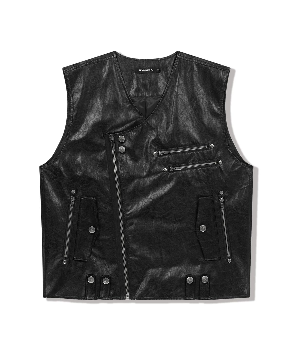 낫포너드(NOT4NERD) Slogan Multi Zipper Rider Vest - Black