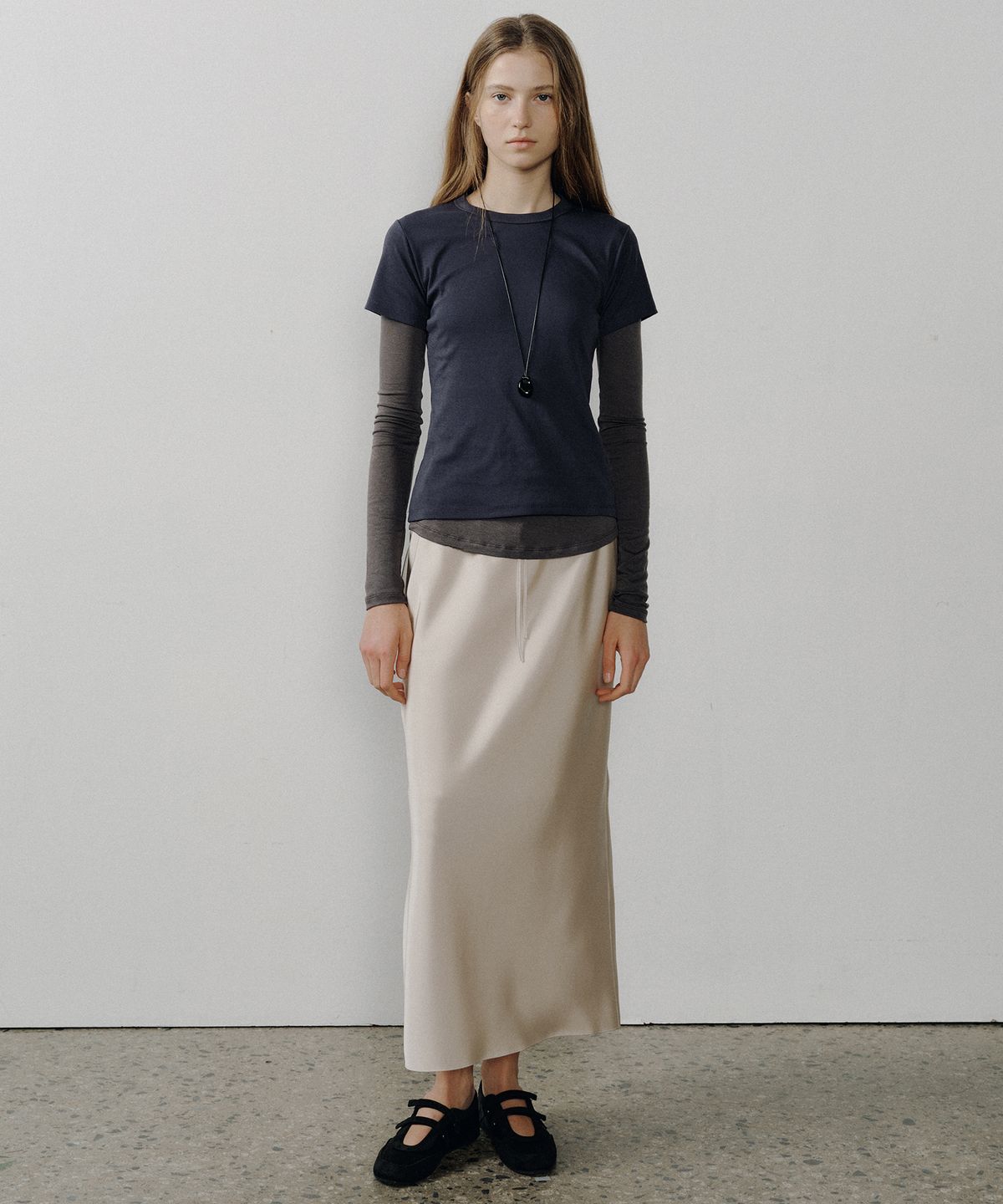 오떼뜨(OCTETTE) SHEER-TENCEL LAYERED T-SHIRTS_3COLOR