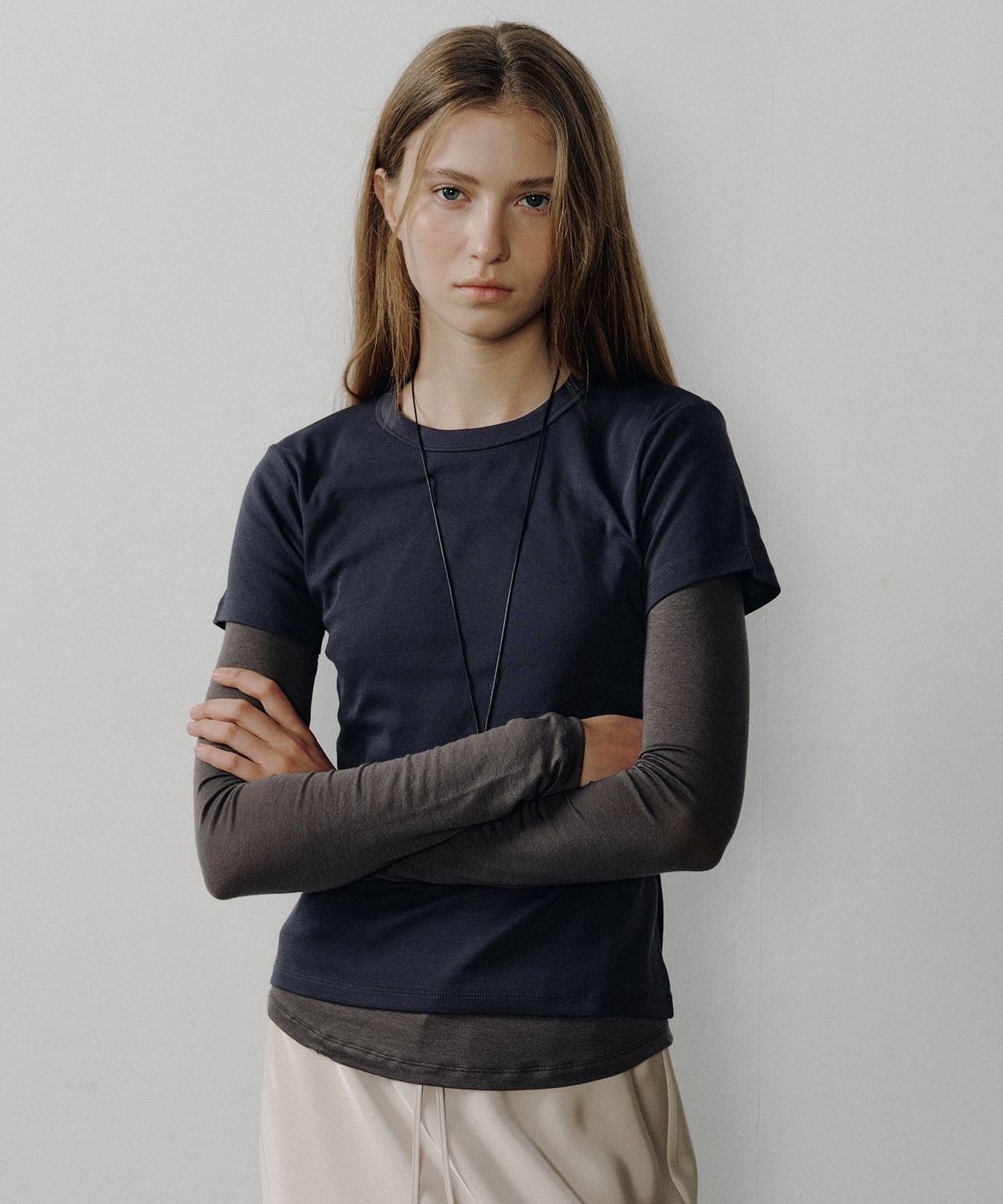 오떼뜨(OCTETTE) SHEER-TENCEL LAYERED T-SHIRTS_3COLOR