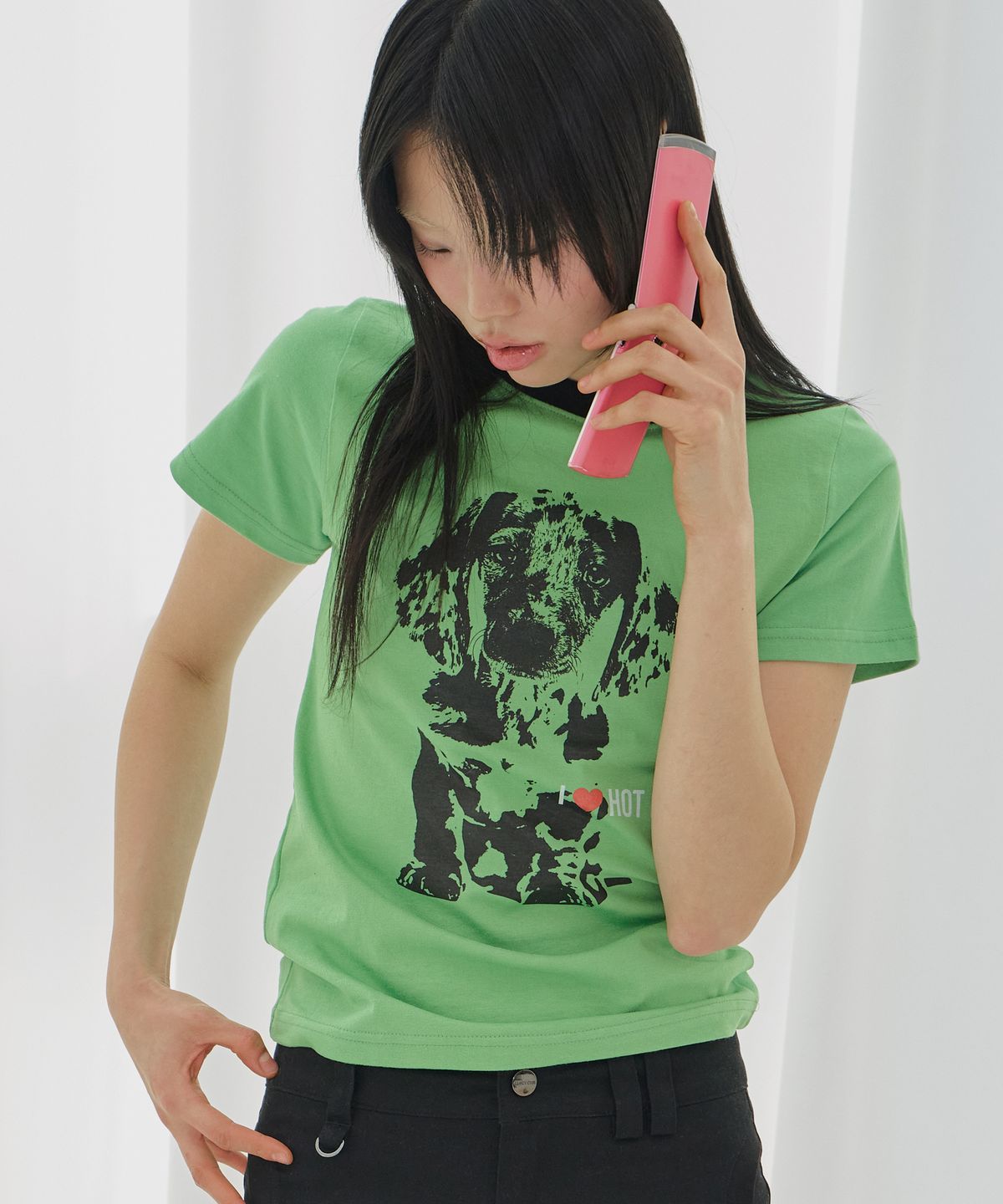 팬시클럽(FANCY CLUB) 아이 러브 핫도그 티 (GREEN) F26QB053