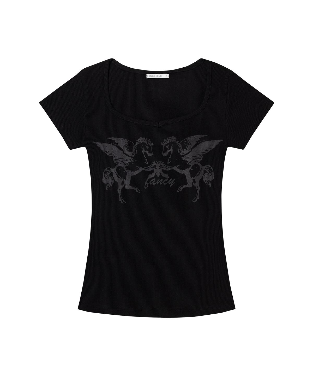 팬시클럽(FANCY CLUB) 페가수스 리브드 탑 (BLACK) F26QB058
