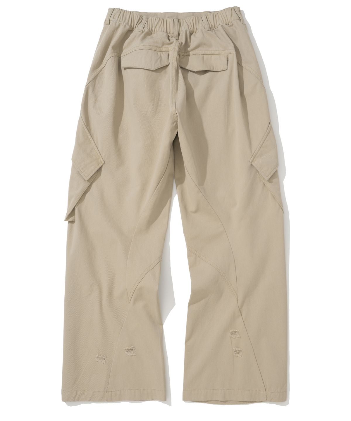 낫포너드(NOT4NERD) Distressed Incision Cargo Denim Pants - Beige