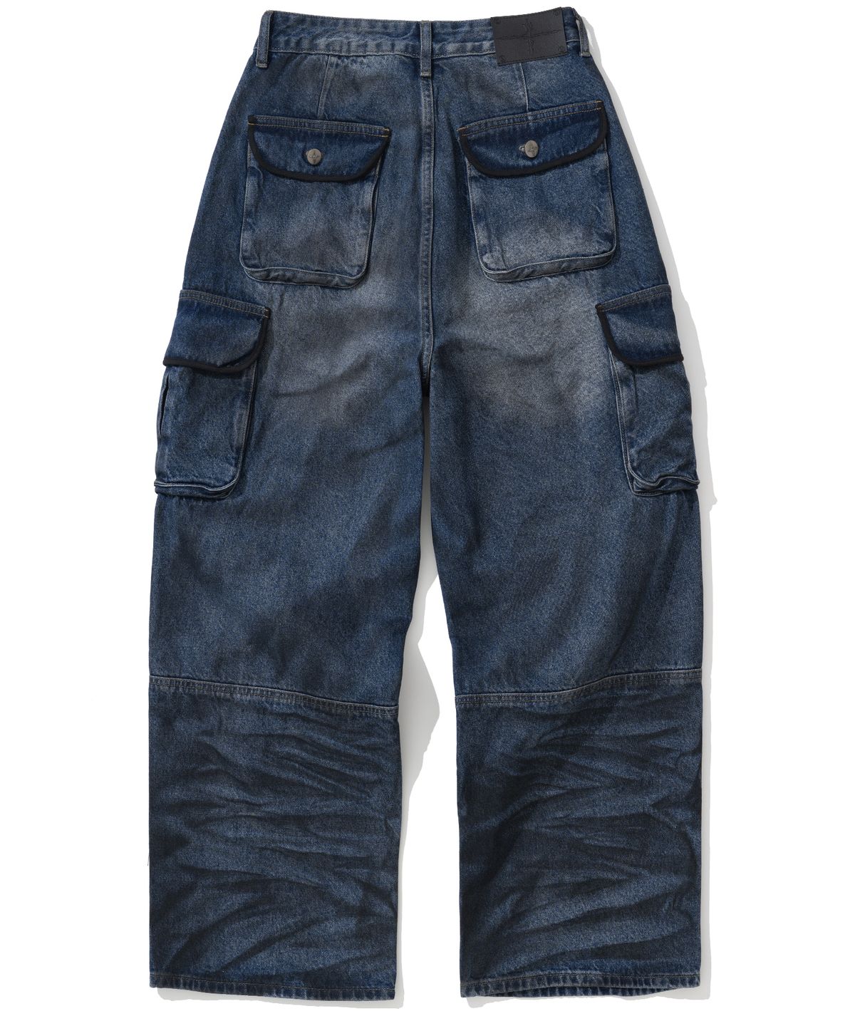 낫포너드(NOT4NERD) Dirty Washed Parachute Cargo Denim Pants - Deep Blue