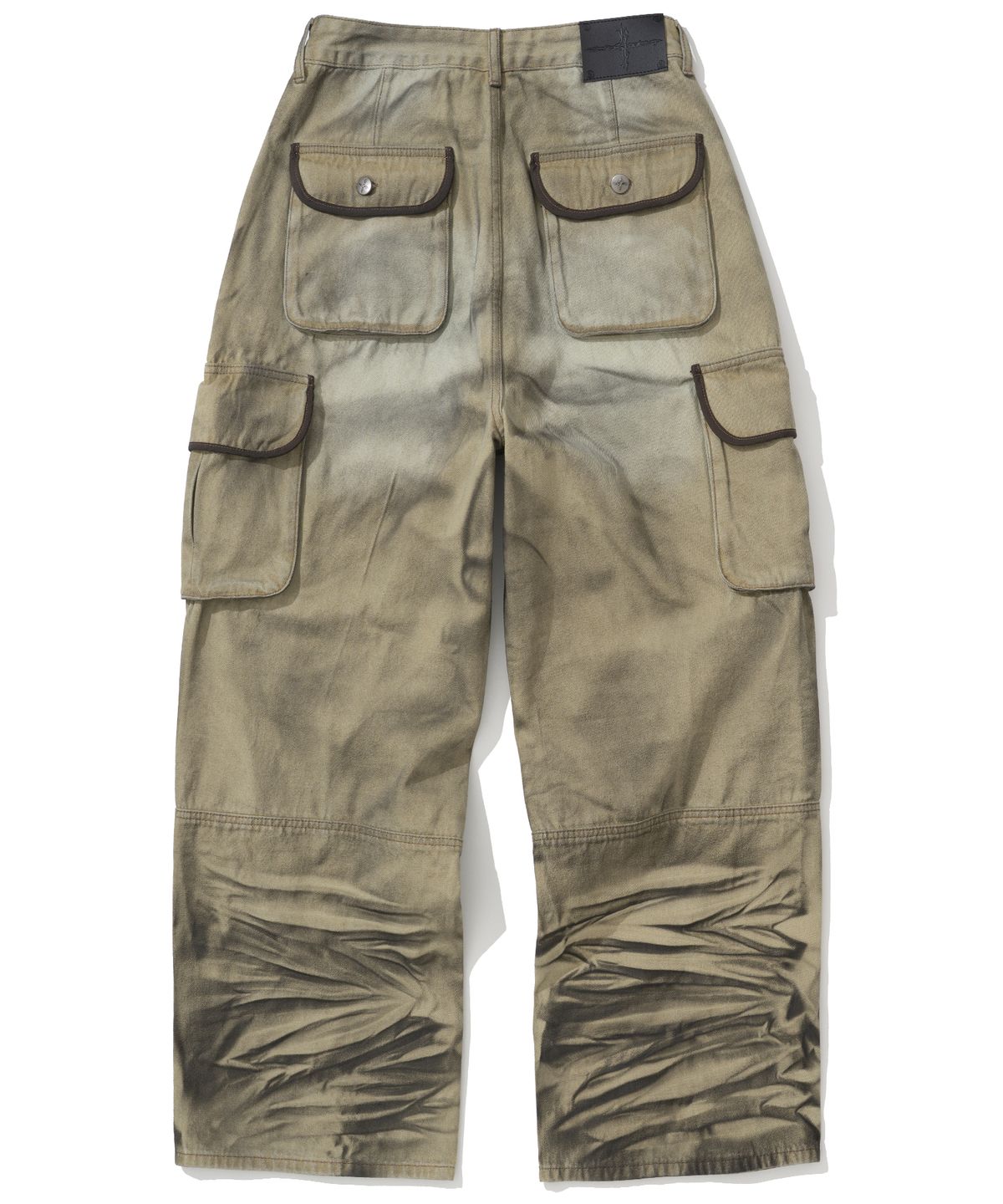 낫포너드(NOT4NERD) Dirty Washed Parachute Cargo Denim Pants - Beige