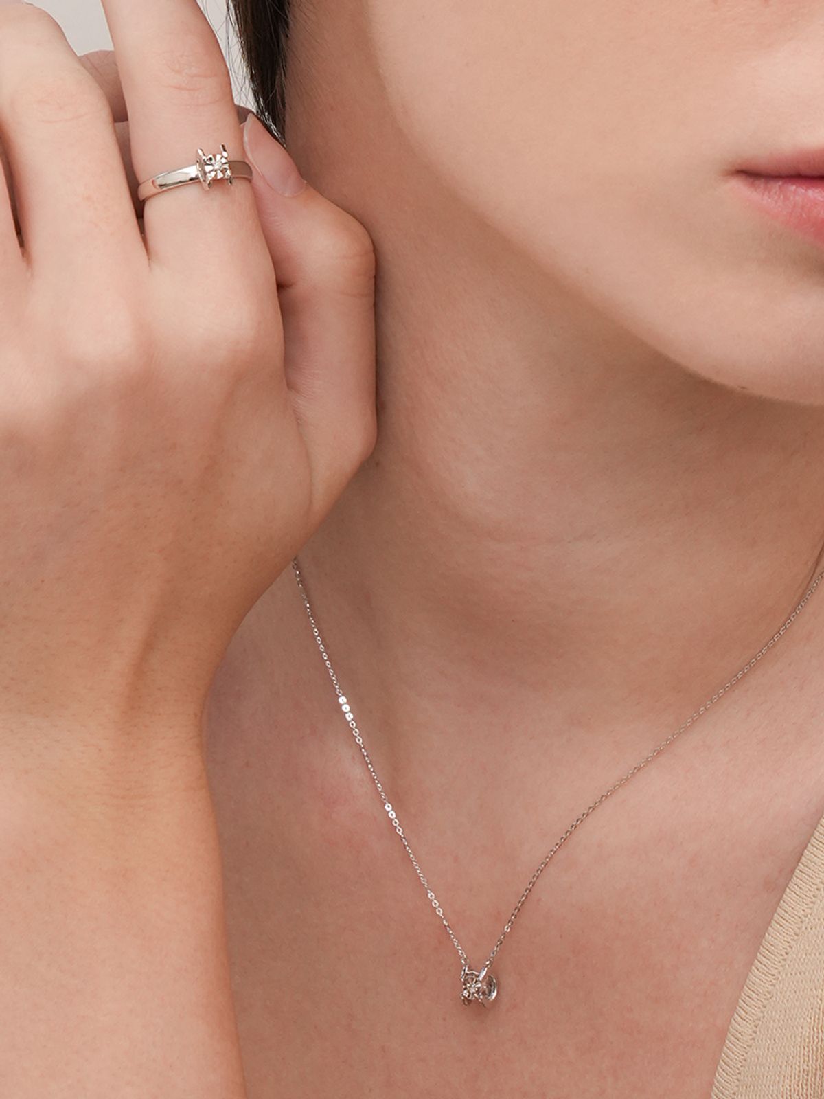 미니멀피어싱(MINIMALPIERCING) 14K 18K 플래티넘 프레임 다이아몬드 목걸이