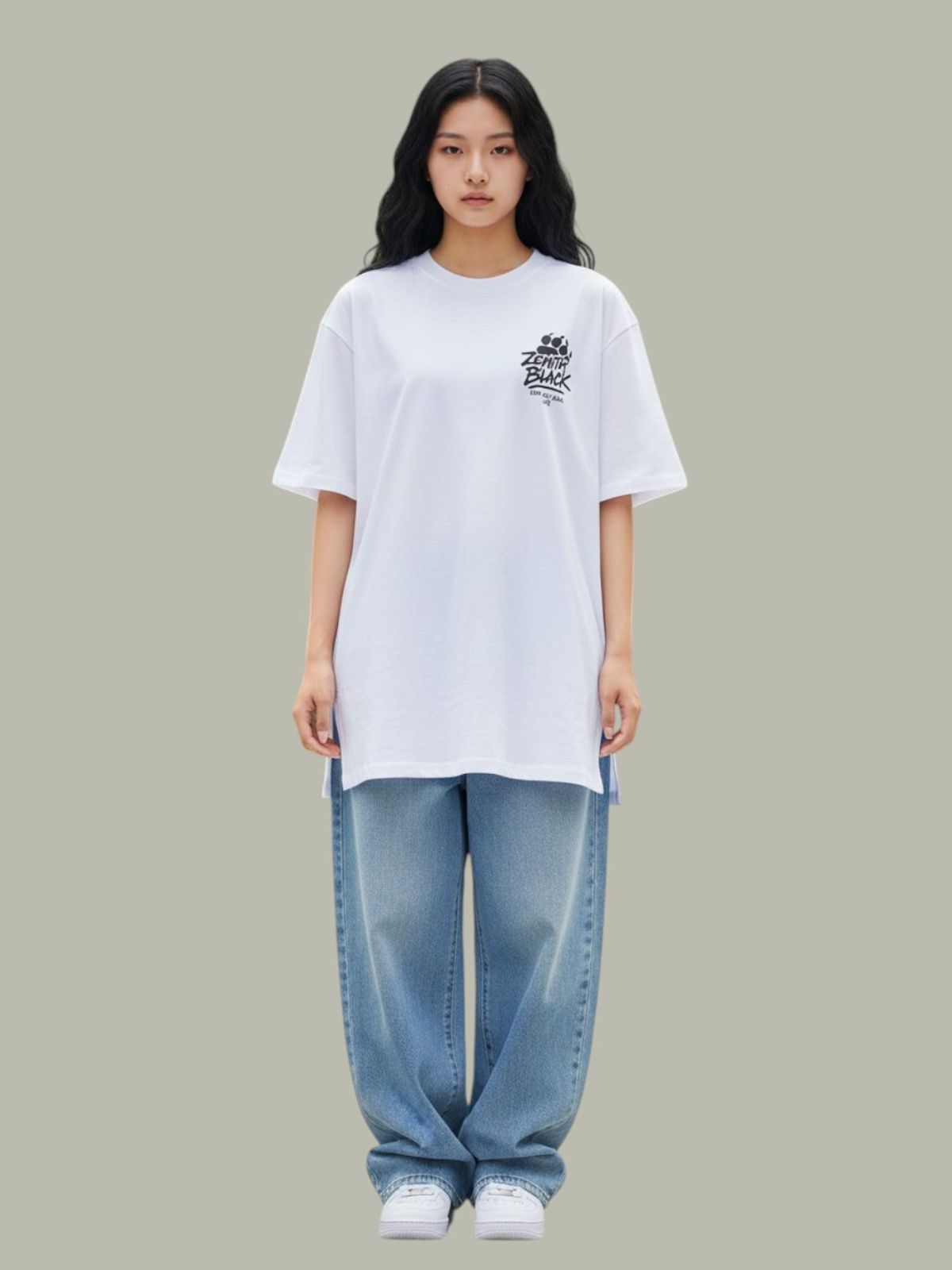 지블랙(ZBLACK) 제니스 블랙 베어풋 오버핏 반팔 화이트