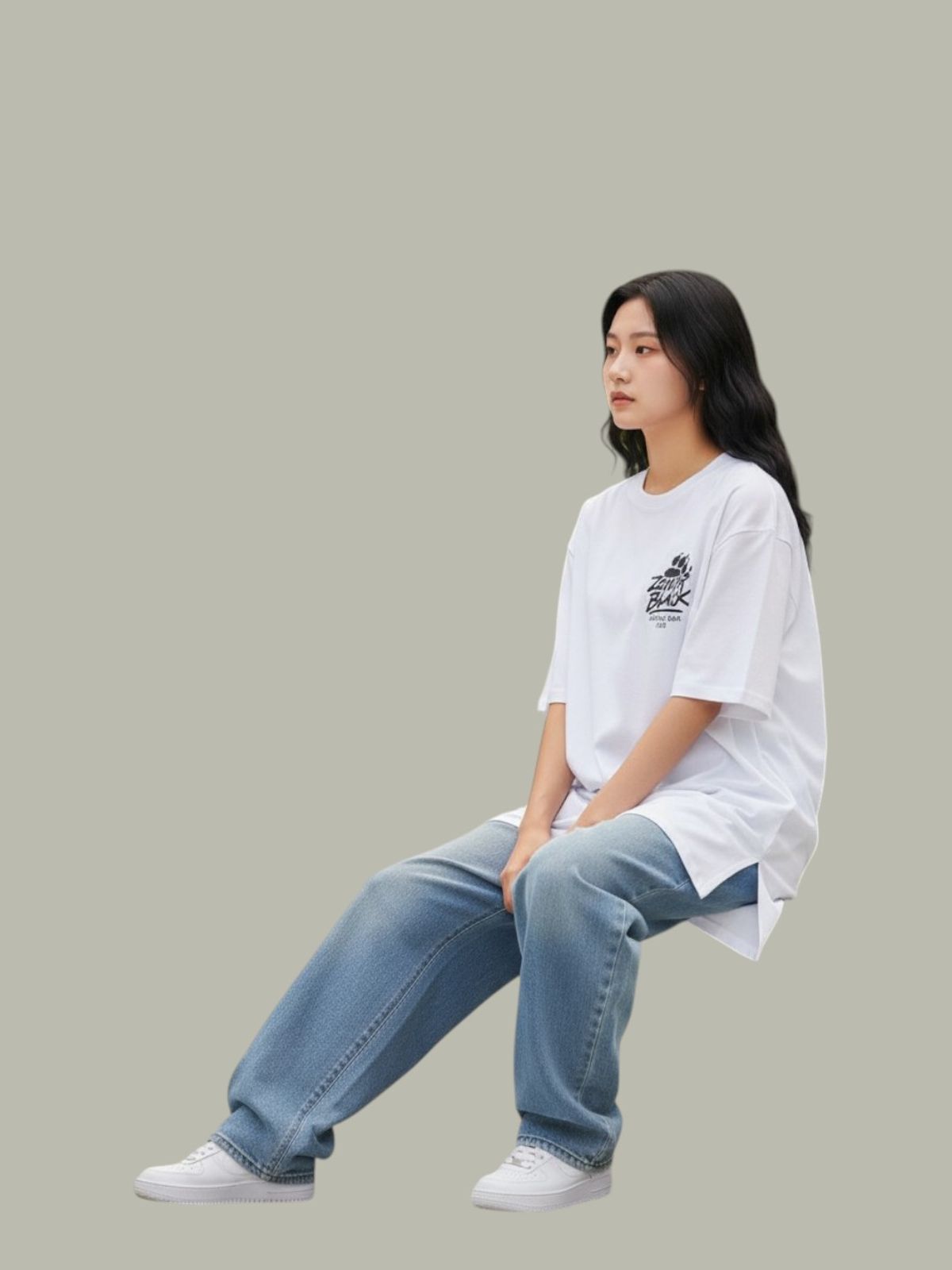 지블랙(ZBLACK) 제니스 블랙 베어풋 오버핏 반팔 화이트