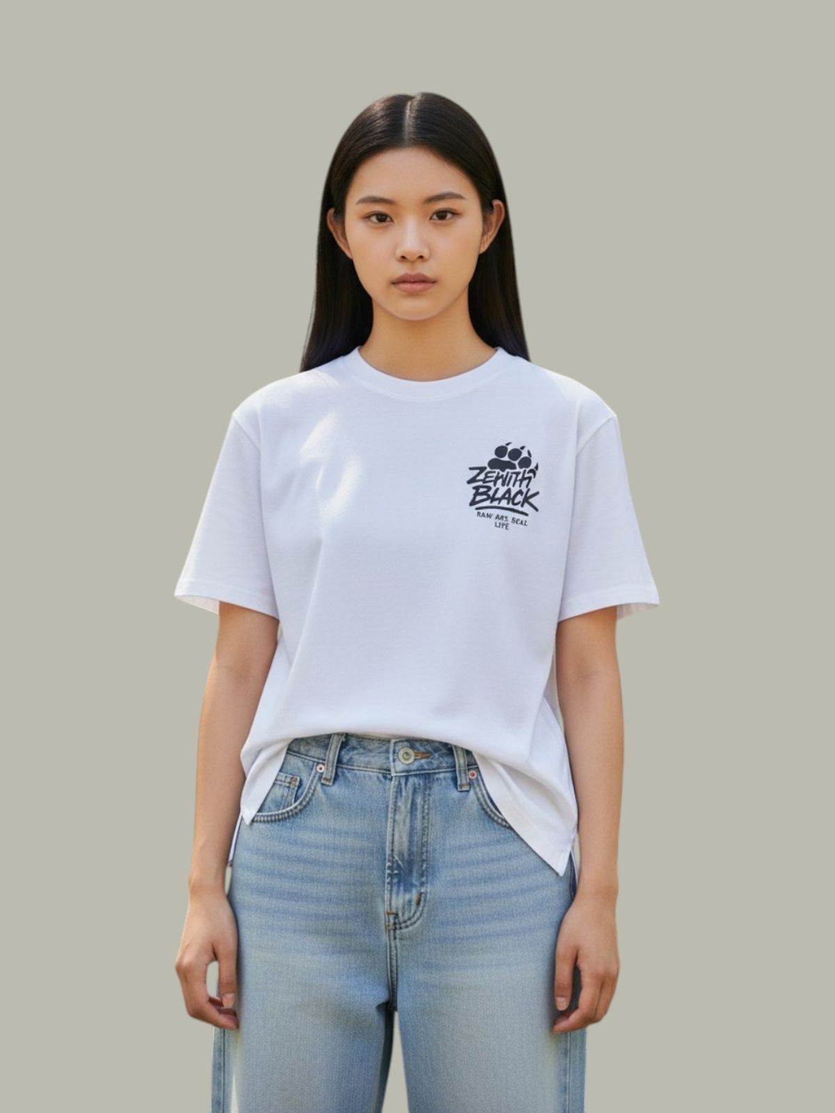 지블랙(ZBLACK) 제니스 블랙 베어풋 오버핏 반팔 화이트