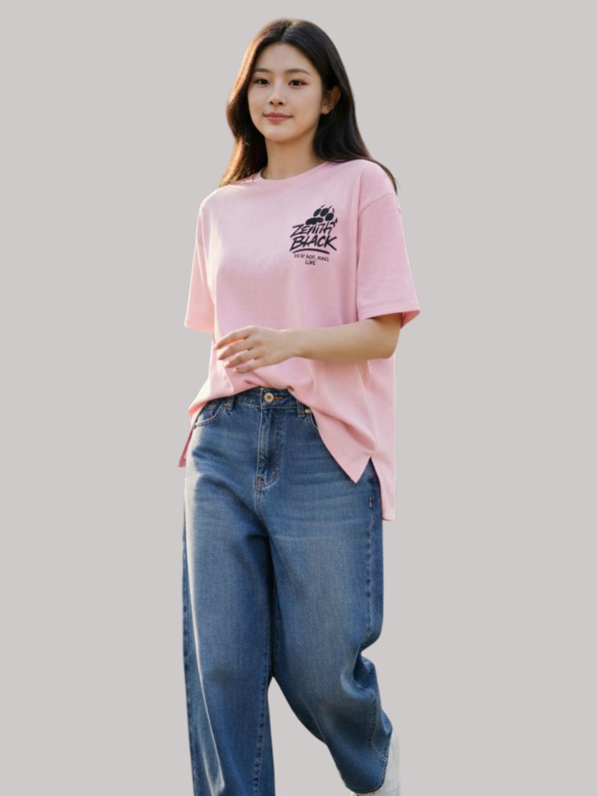 지블랙(ZBLACK) 제니스 블랙 베어풋 오버핏 반팔 핑크