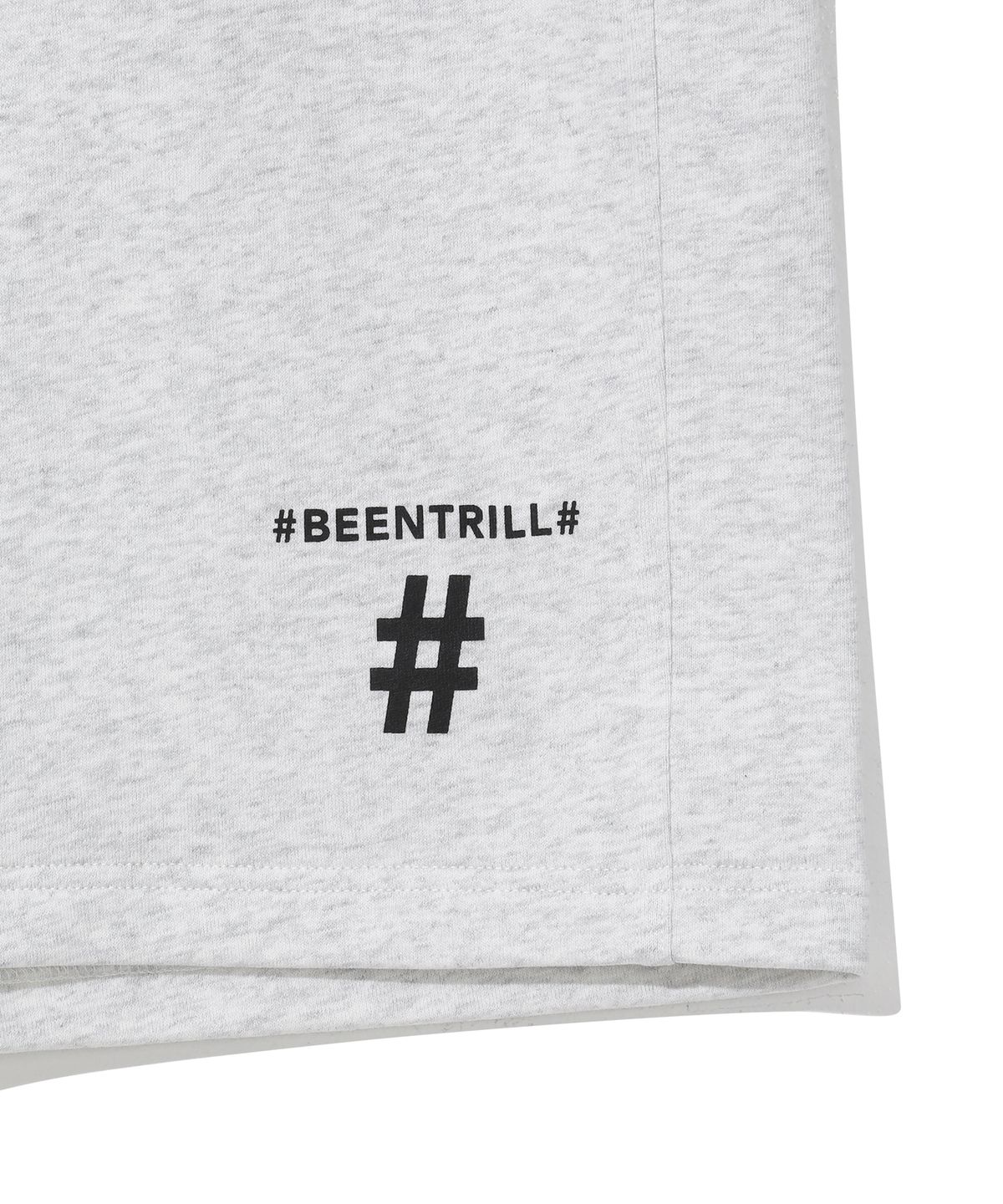 빈트릴(BEENTRILL) 스탠다드 해시태그 와이드 스웻 쇼츠(아이스 그레이)