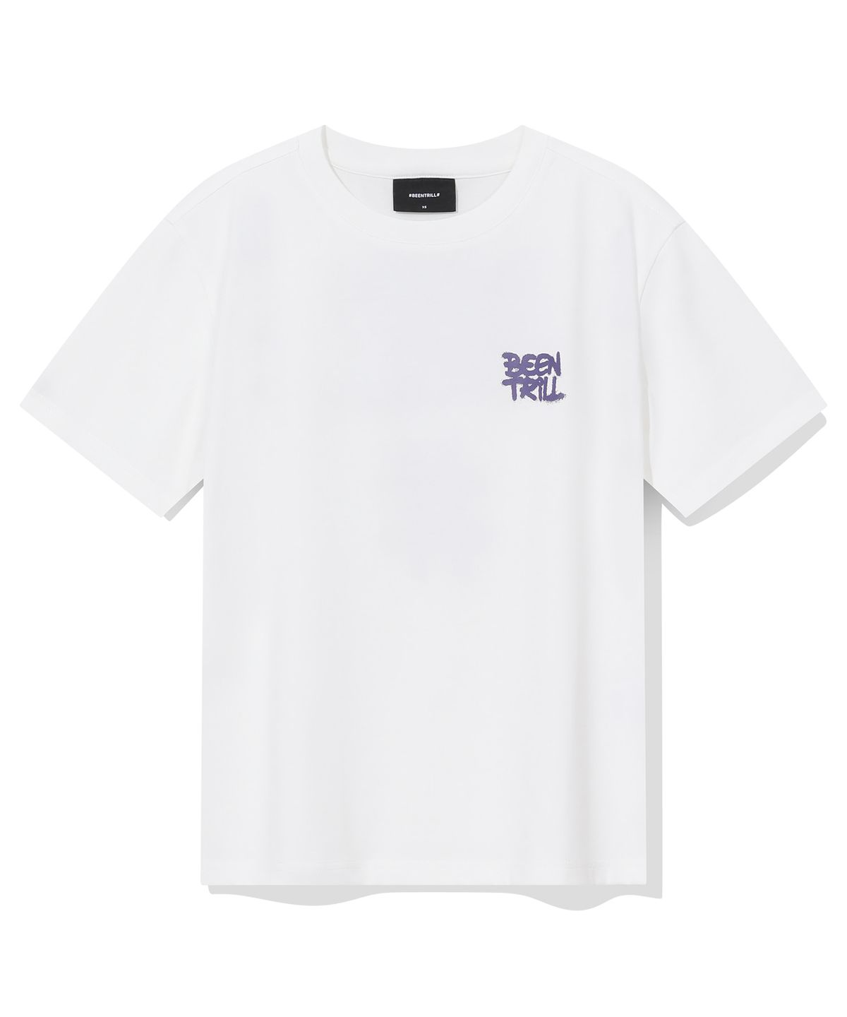 빈트릴(BEENTRILL) 우먼스 스프레이 해시태그 반팔티(오프 화이트)