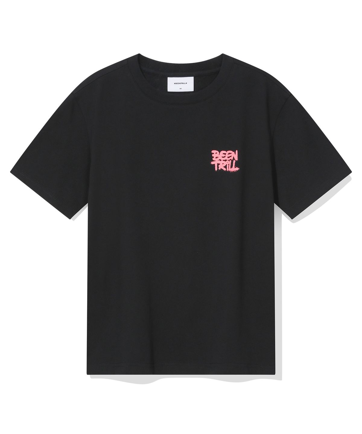 빈트릴(BEENTRILL) 우먼스 스프레이 해시태그 반팔티(블랙)