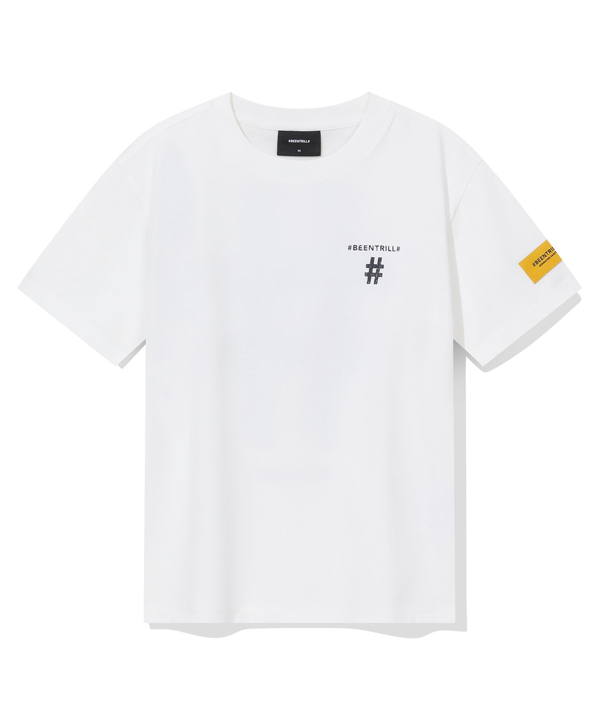 빈트릴(BEENTRILL) 우먼스 스탬프 해시태그 반팔티(오프 화이트)
