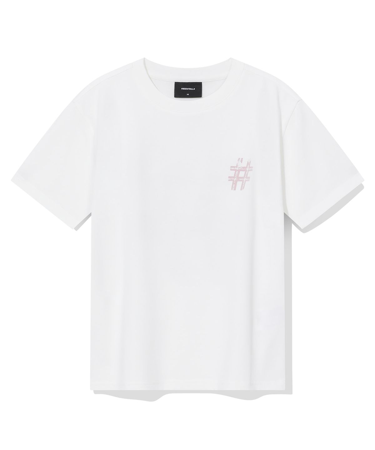 빈트릴(BEENTRILL) 우먼스 빈티지 해시태그 반팔티(오프 화이트)