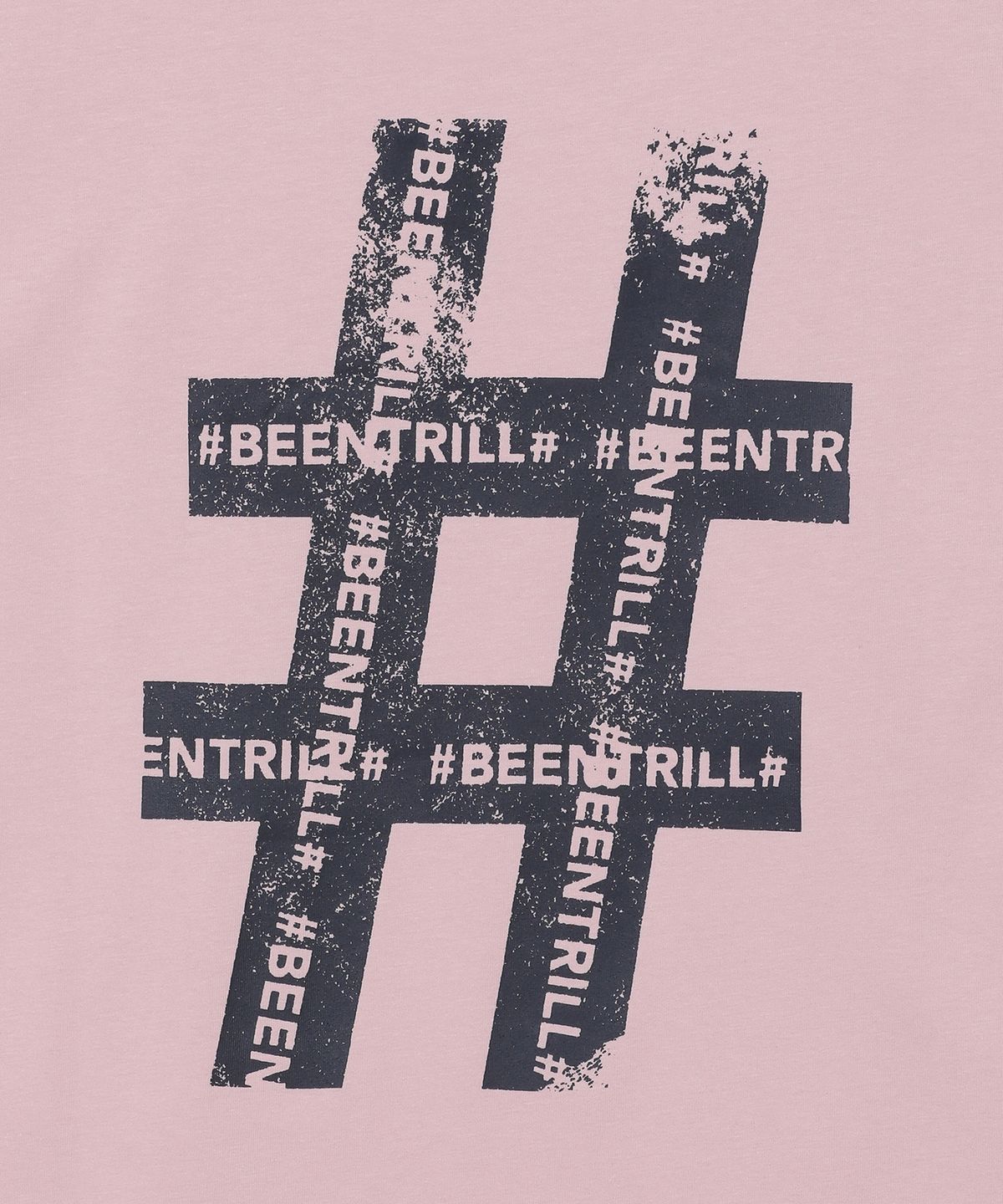 빈트릴(BEENTRILL) 우먼스 빈티지 해시태그 반팔티(라이트 핑크)