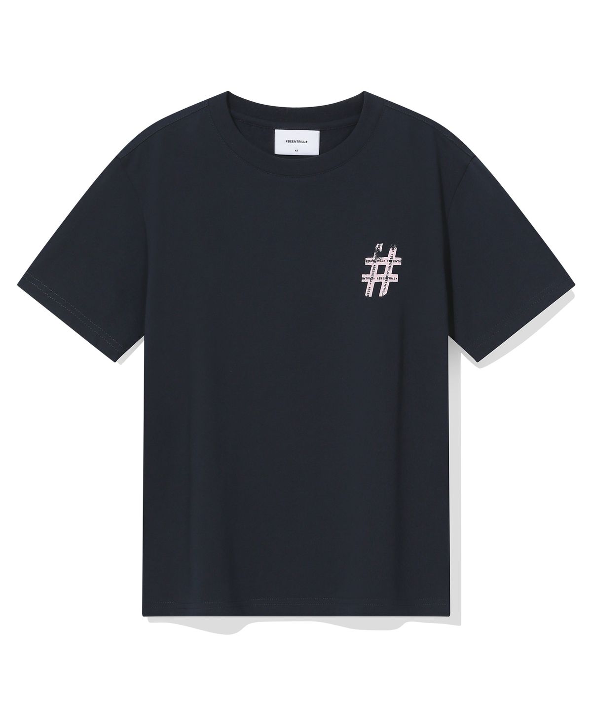 빈트릴(BEENTRILL) 우먼스 빈티지 해시태그 반팔티(차콜)