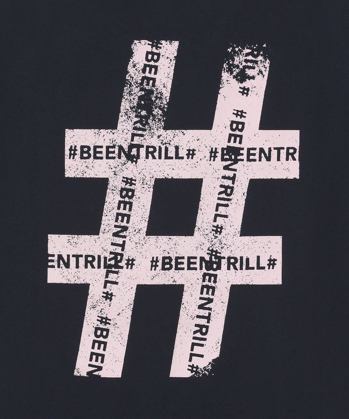 빈트릴(BEENTRILL) 우먼스 빈티지 해시태그 반팔티(차콜)