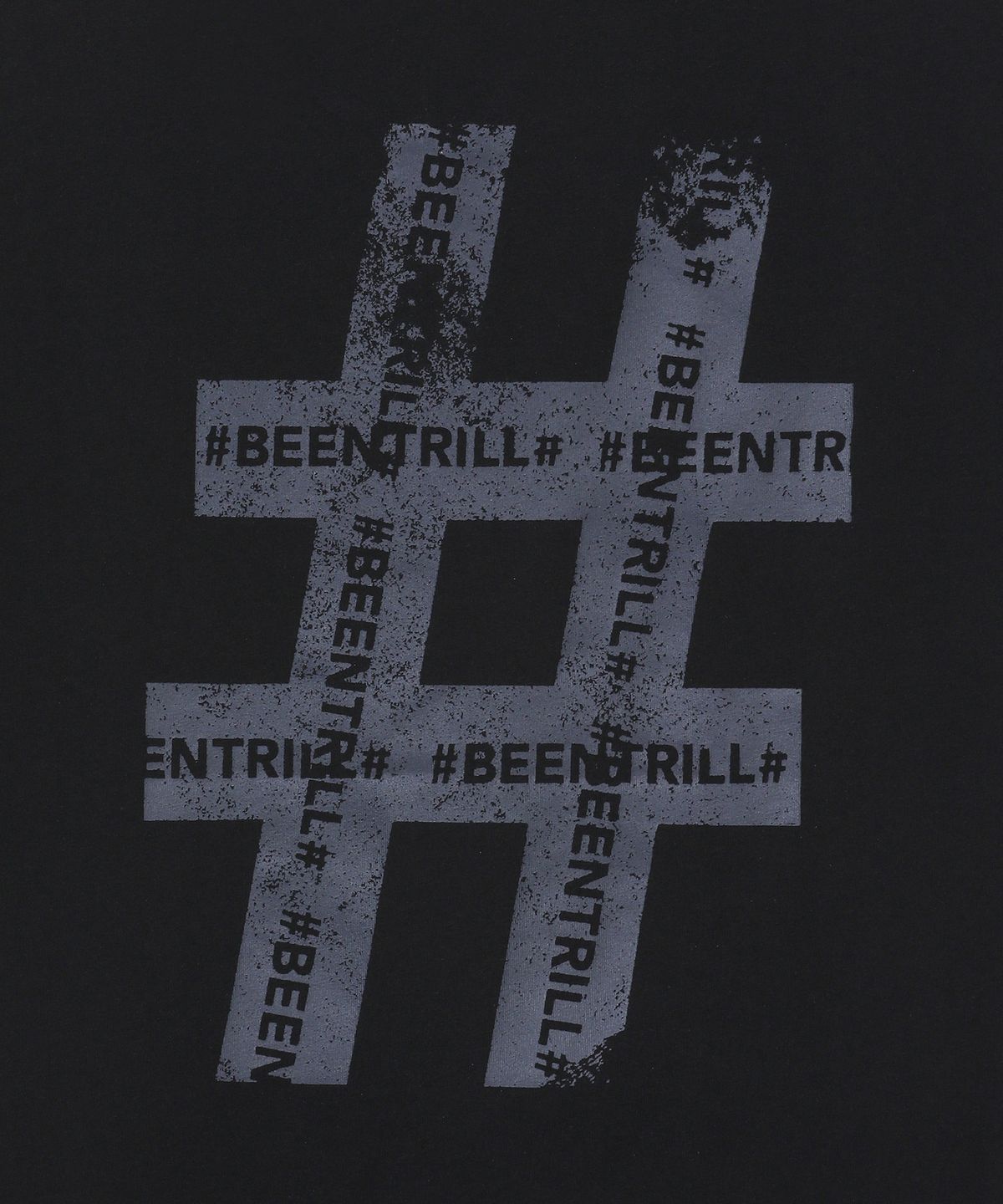 빈트릴(BEENTRILL) 우먼스 빈티지 해시태그 반팔티(블랙)