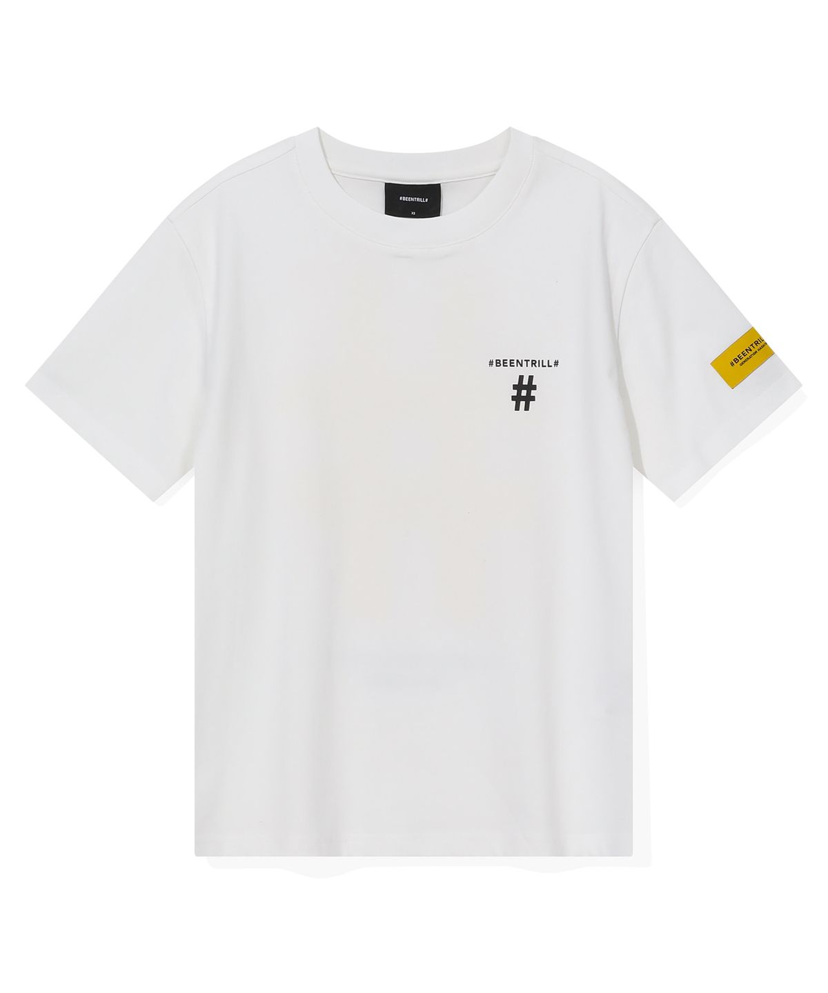 빈트릴(BEENTRILL) 우먼스 테이핑 해시태그 반팔티(오프 화이트)