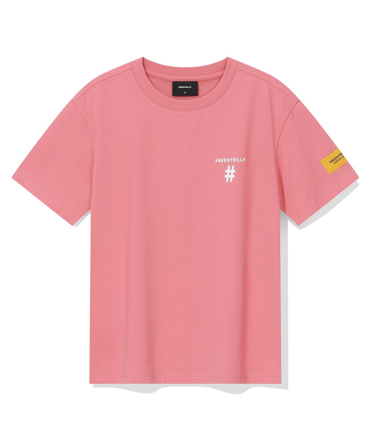 빈트릴(BEENTRILL) 우먼스 테이핑 해시태그 반팔티(핑크)