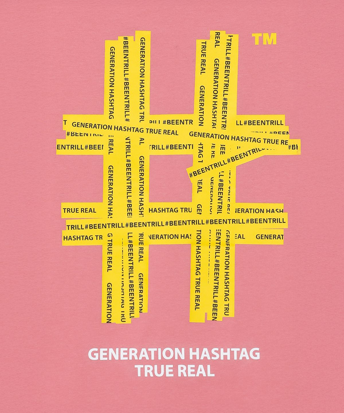 빈트릴(BEENTRILL) 우먼스 테이핑 해시태그 반팔티(핑크)