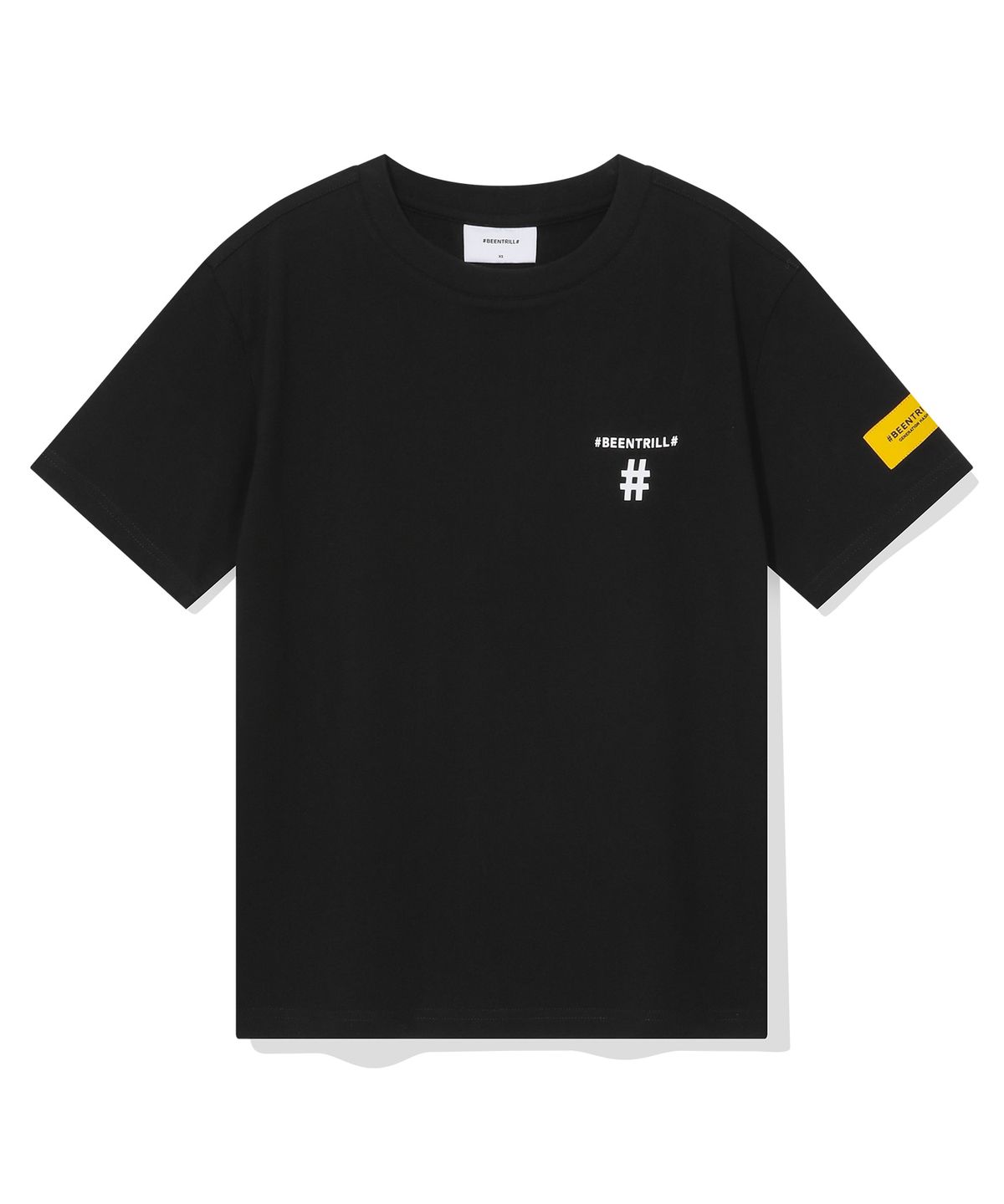빈트릴(BEENTRILL) 우먼스 테이핑 해시태그 반팔티(블랙)