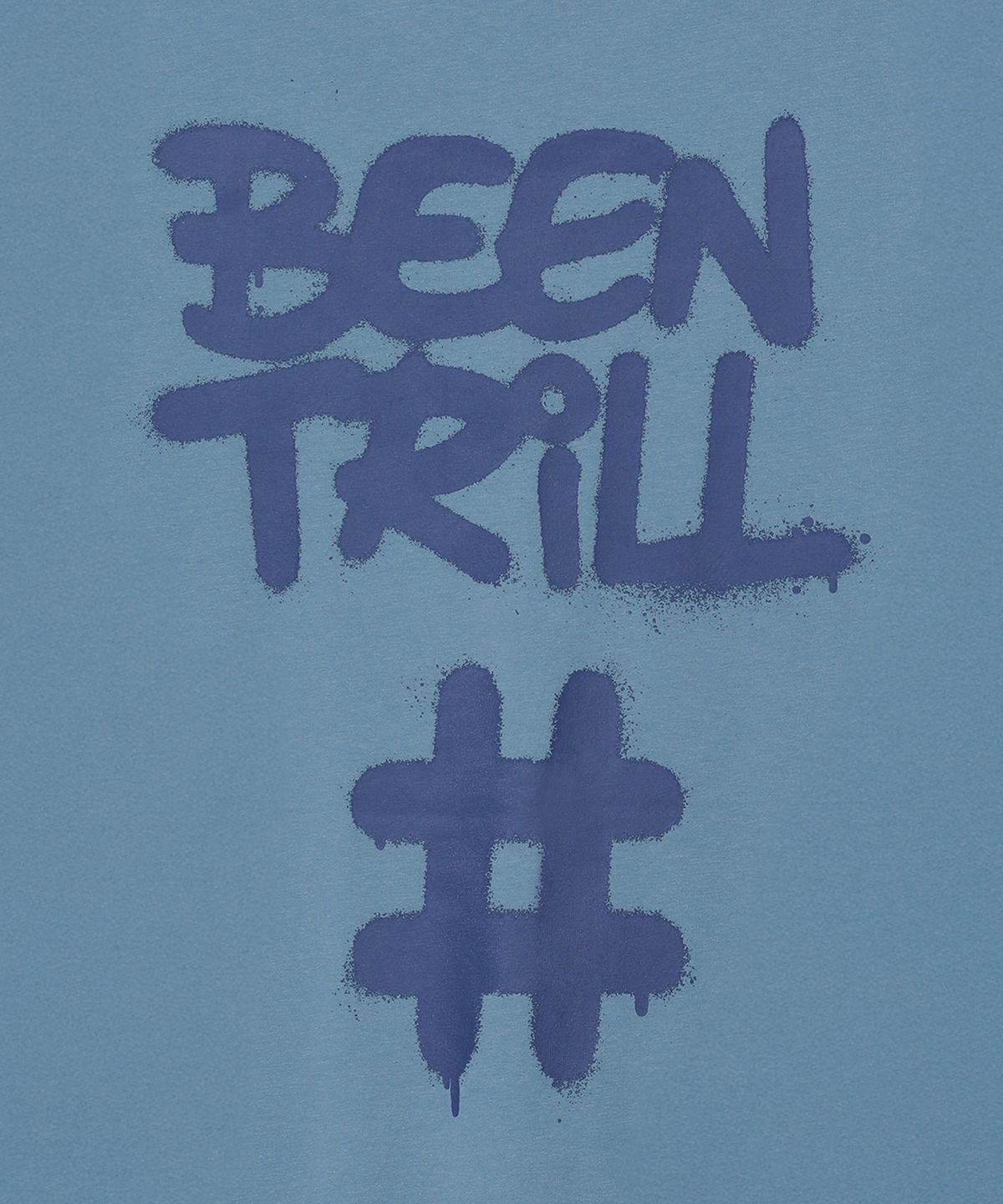 빈트릴(BEENTRILL) 스프레이 해시태그 오버핏 반팔티(빈티지 블루)