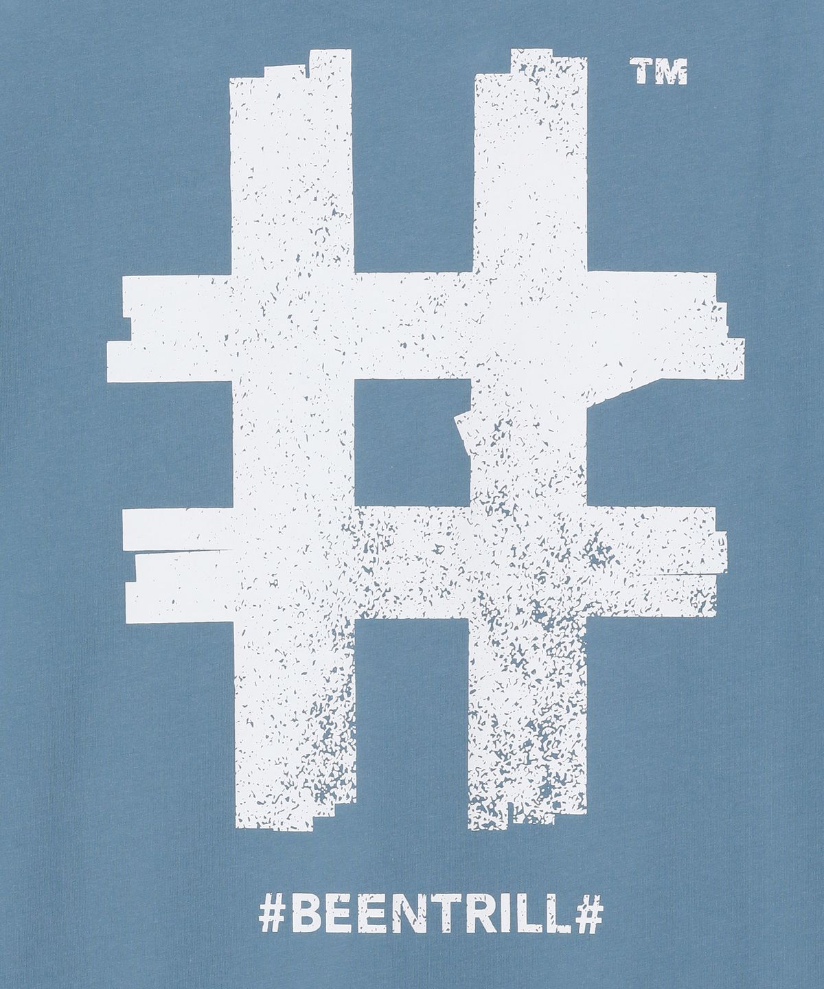 빈트릴(BEENTRILL) 스탬프 해시태그 오버핏 반팔티(빈티지 블루)
