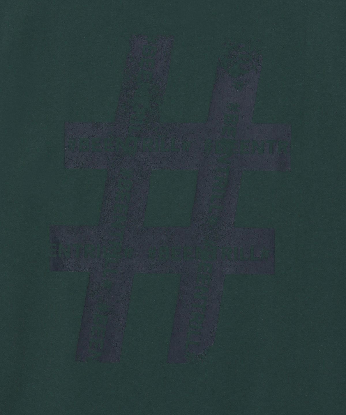 빈트릴(BEENTRILL) 빈티지 해시태그 오버핏 반팔티(다크 그린)